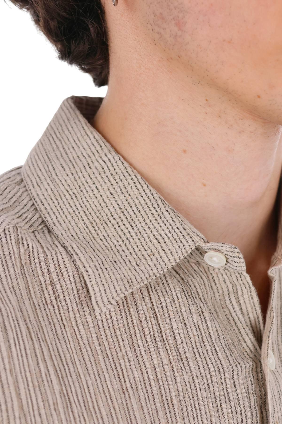 Portuguese Flannel Camicia mezza manica in cotone-lino 001 SAND 