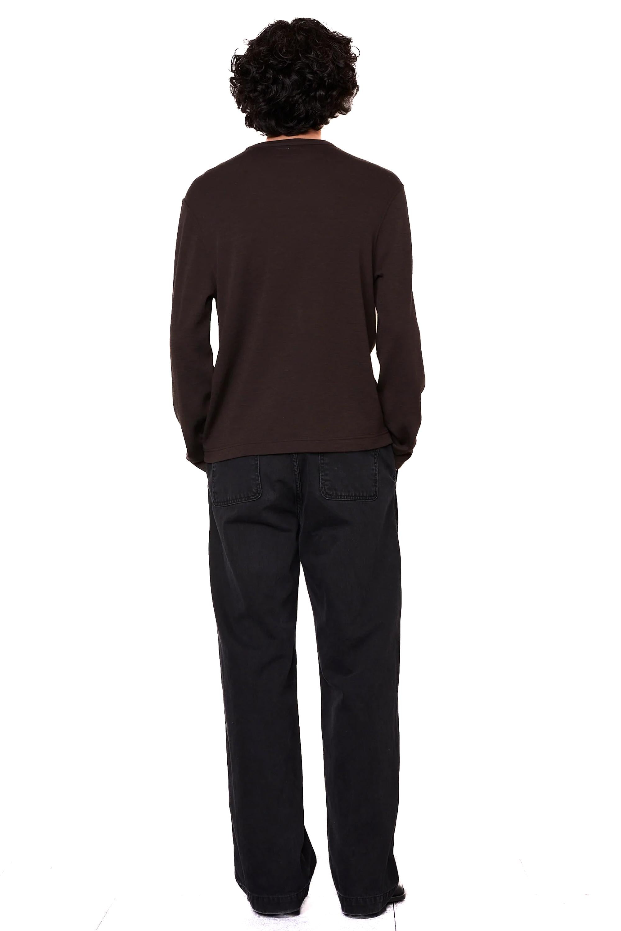 Officine Générale T-shirt manica lunga in lana MTEE211 DARK COFFEE 