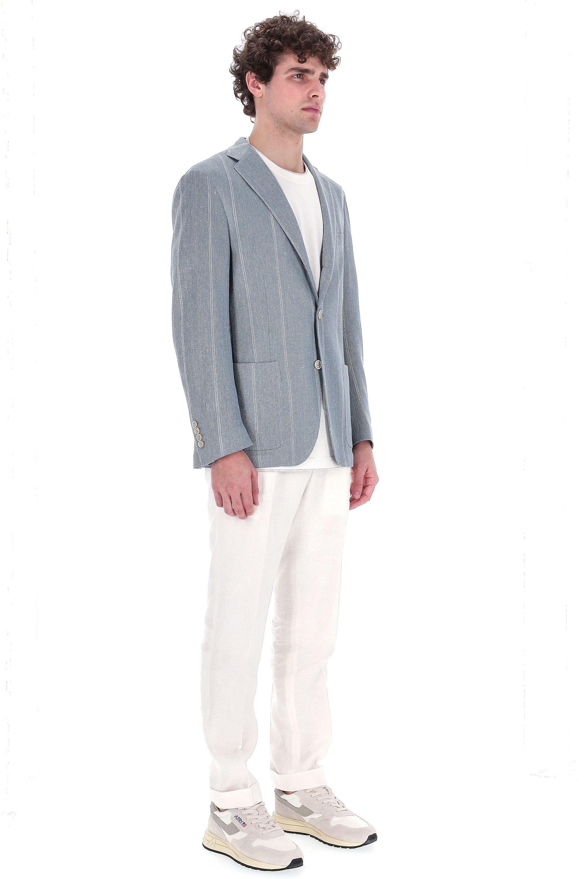 Eleventy Giacca gessata in lino-cotone comfort K70GIAI01 TES0K039 08 