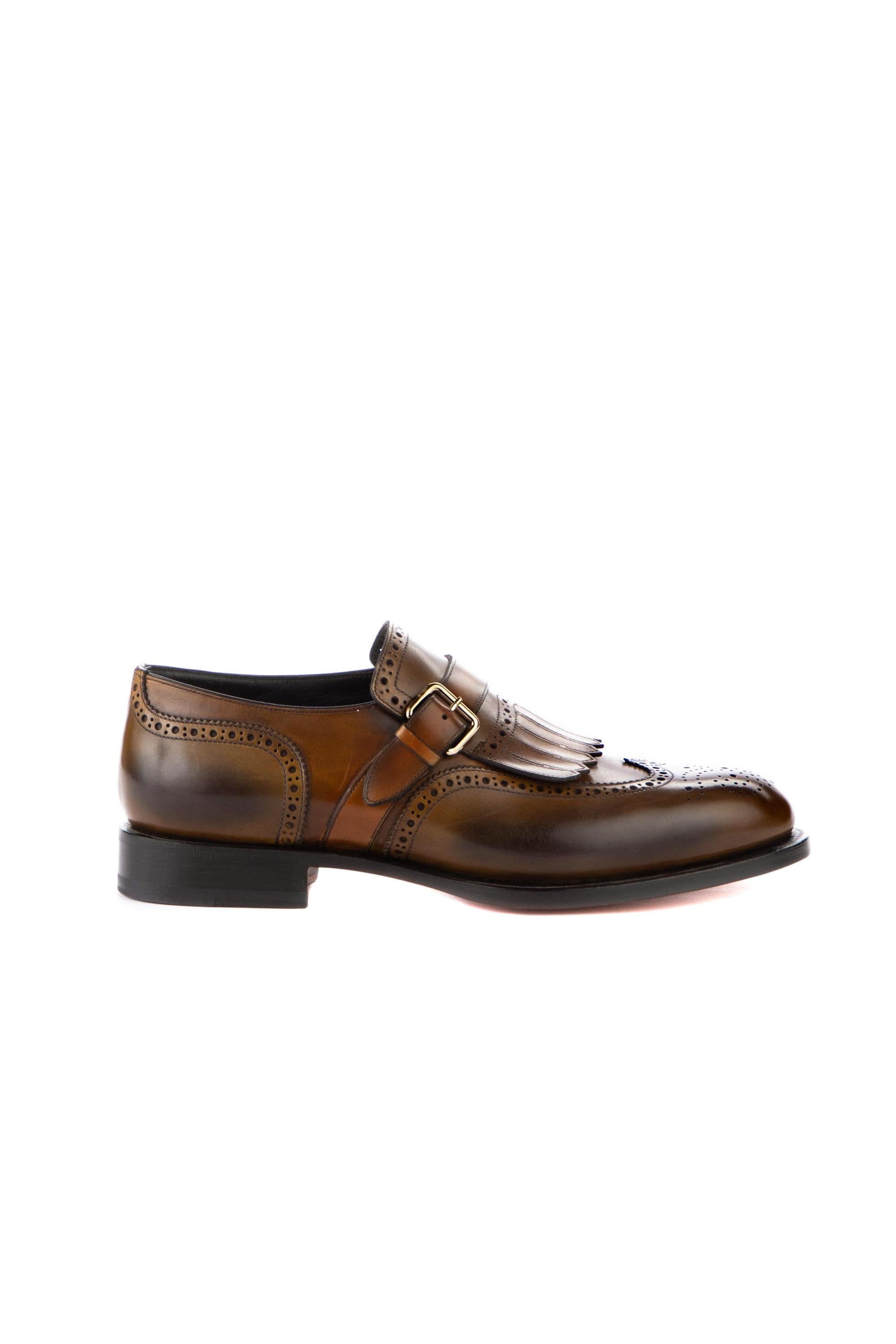 Scarpa in pelle monofibbia con frange MCCO13976MC3HNG CS53 Santoni 