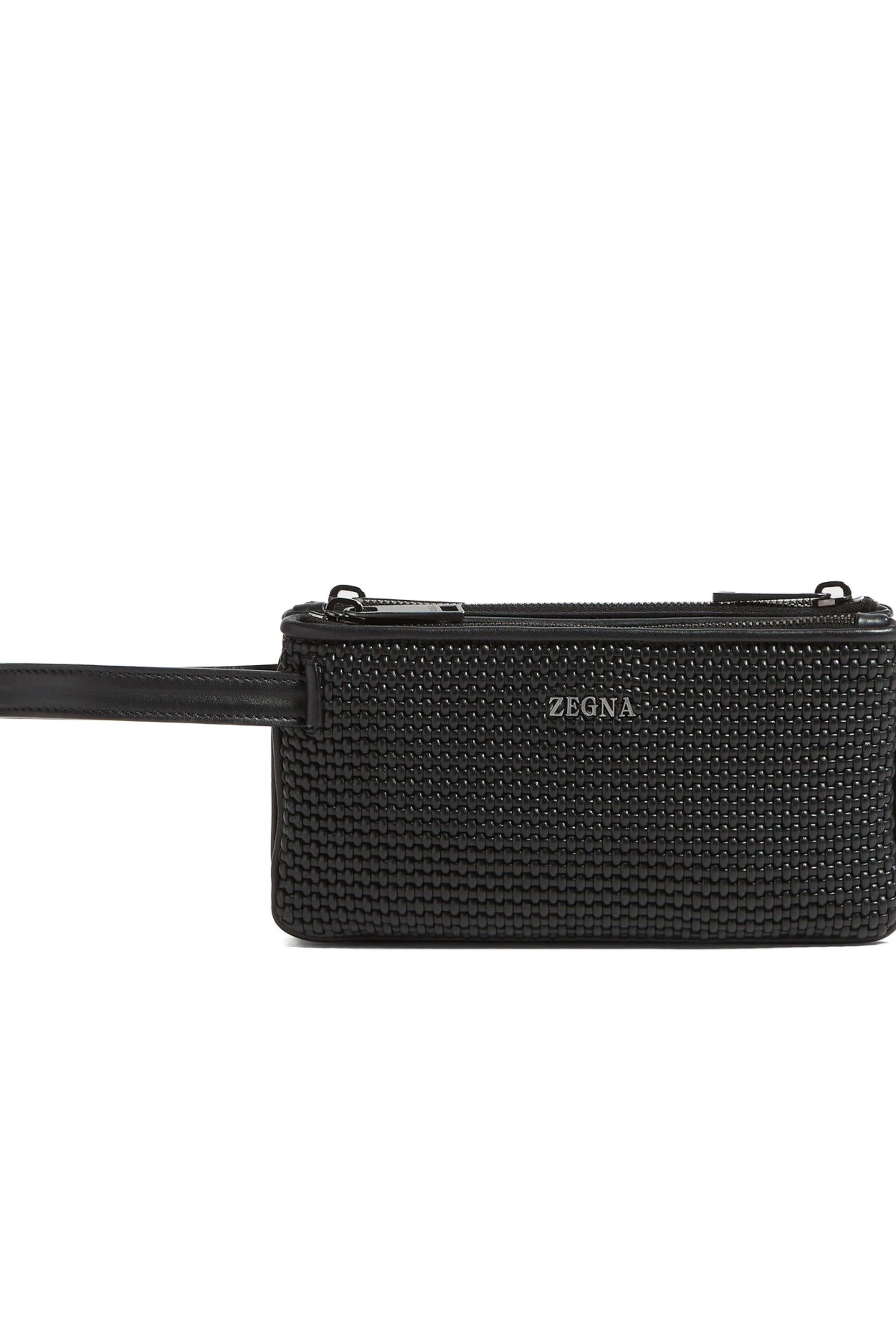 Pouch in pelle tripla zip LHPTB C1923Z NER Zegna 
