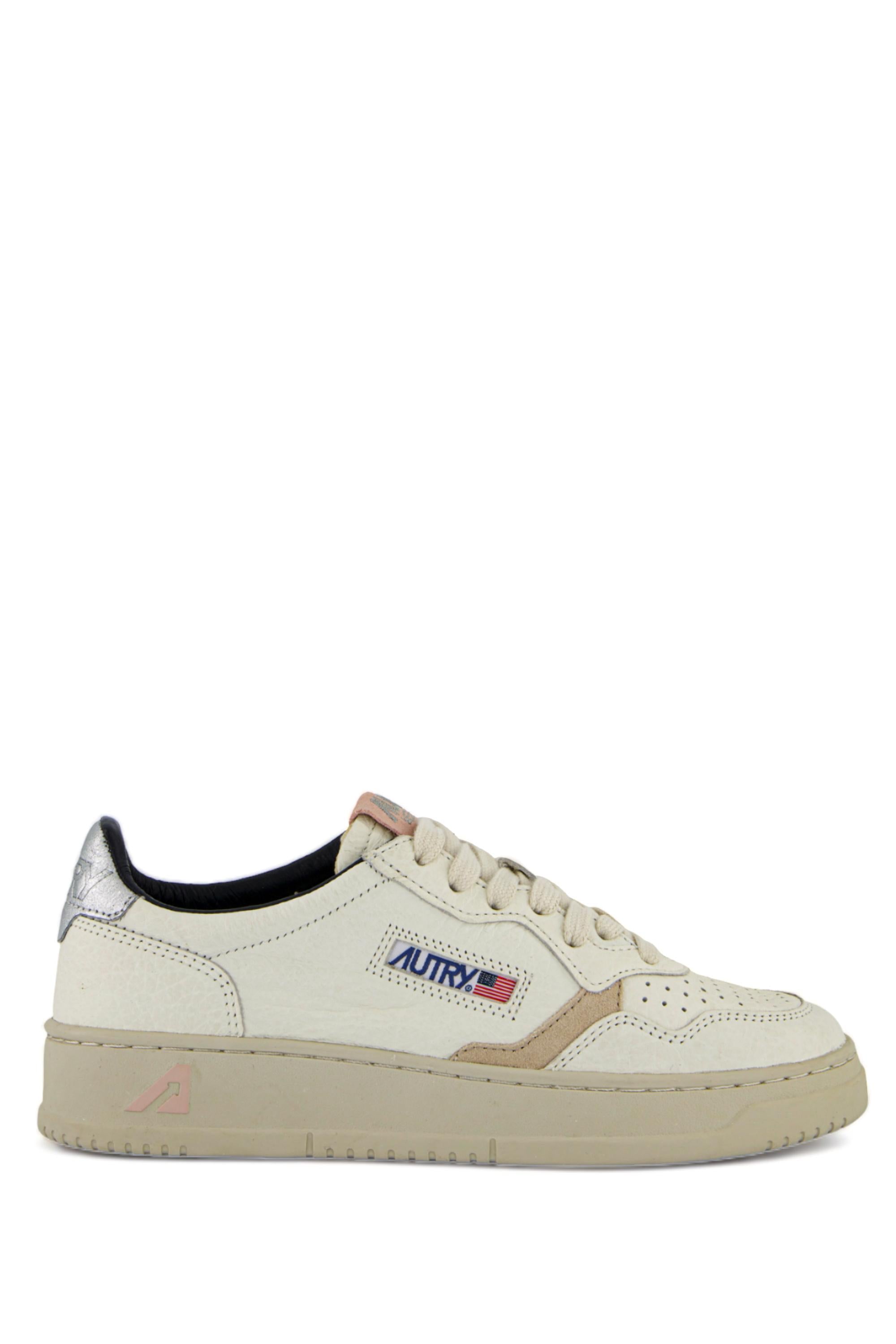 Autry Sneaker Medalist donna low in pelle effetto elephant AULW LE18 SLV/BK/PW/GR 