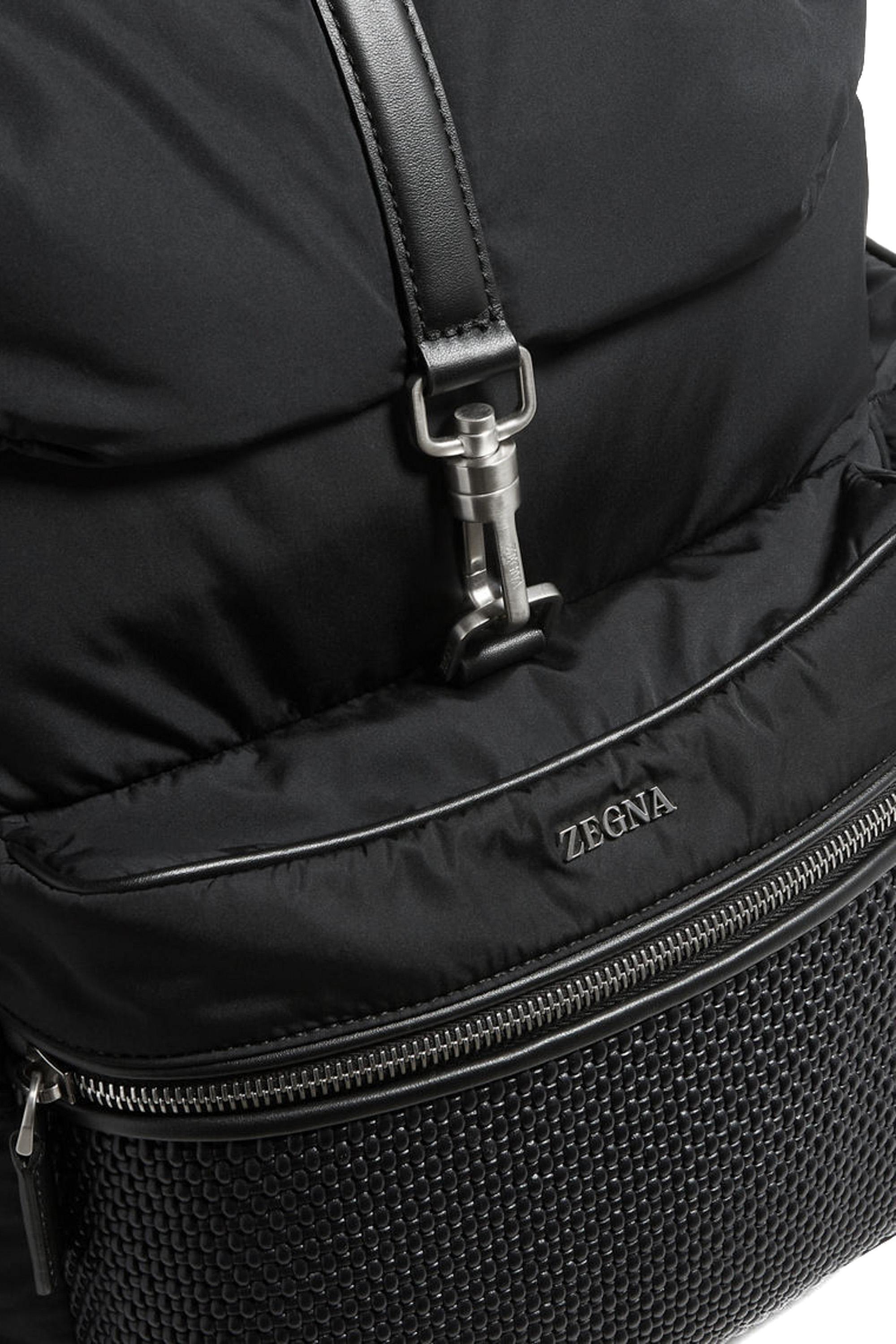 Zaino in nylon e pelle tessuta LHGRP C1899Z NER Zegna 