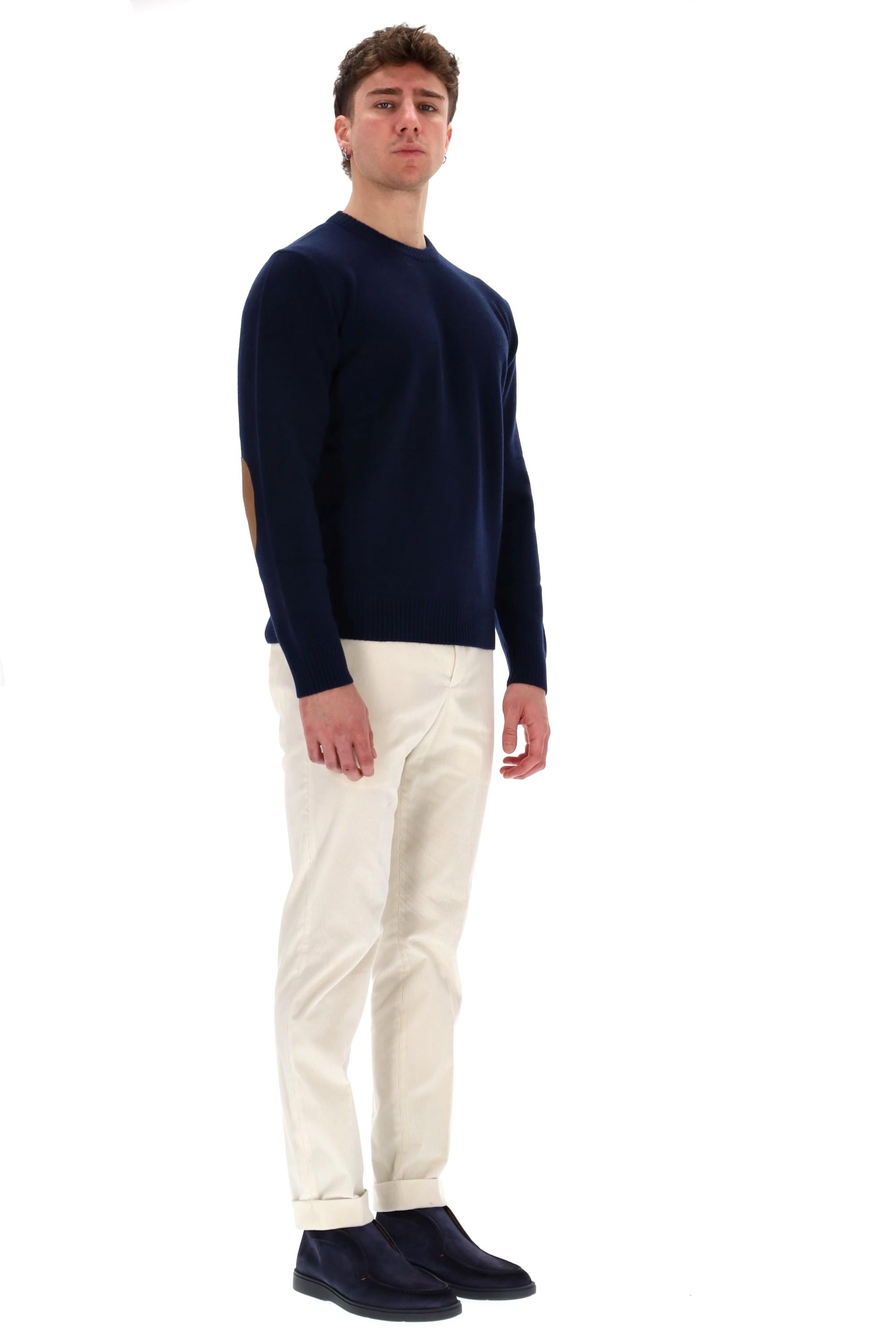 Herno Maglia girocollo in lana-cashmere toppe camoscio MG000145U/2 9200 