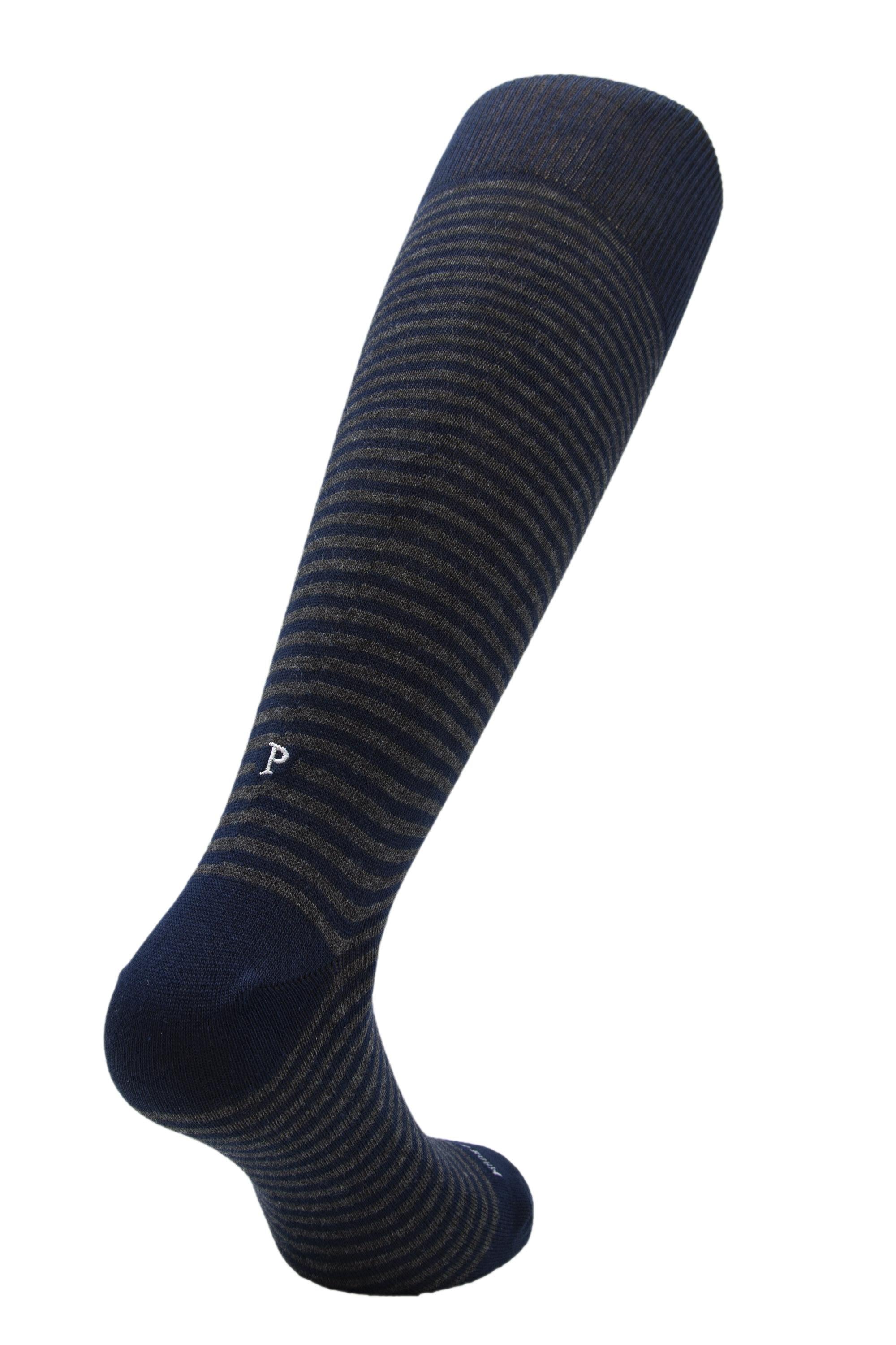 Individual Socks Calze in caldo cotone con iniziali grigie ricamate 309 NAVY/GRIGIO 