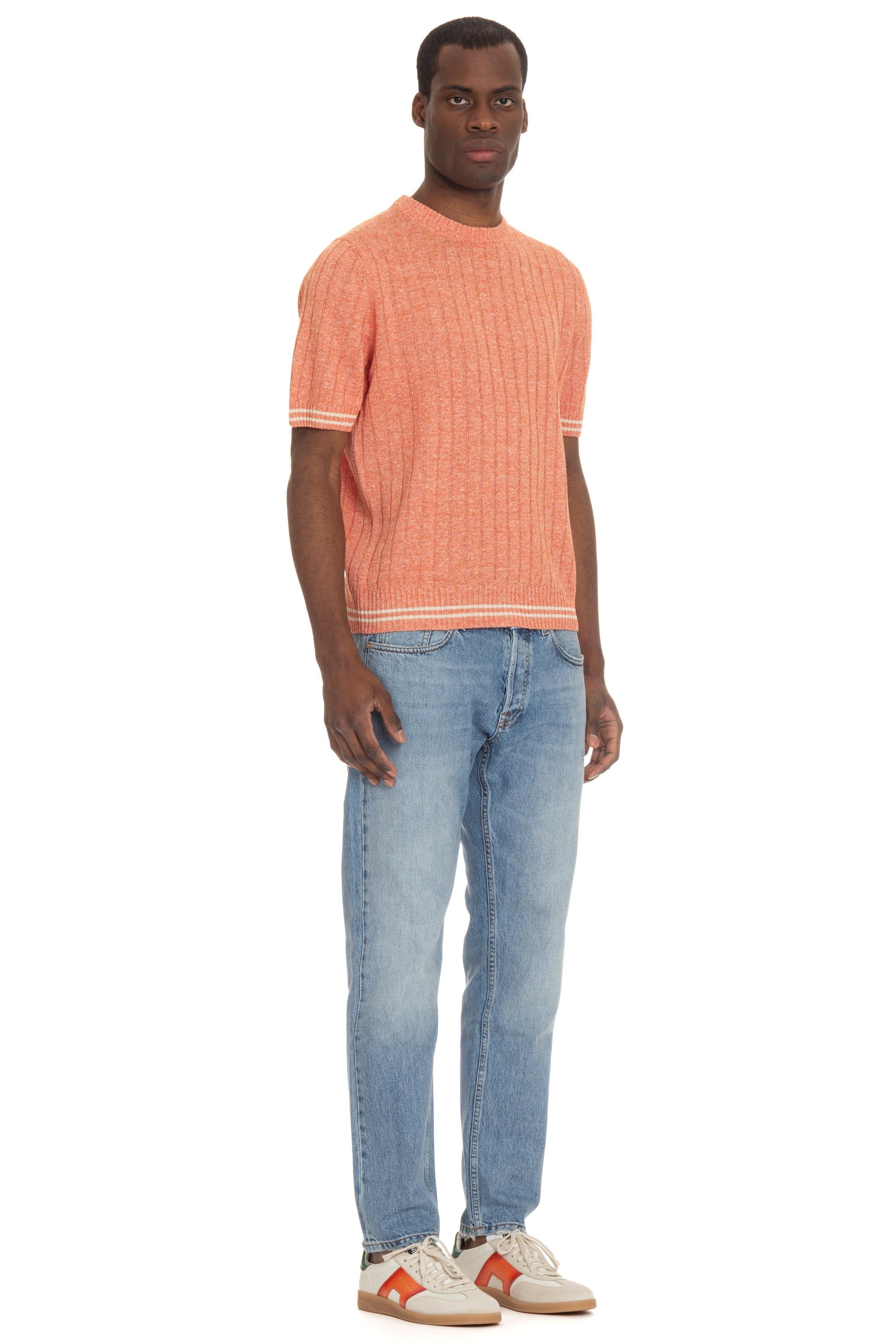 T-shirt in lino-cotone melange a coste 23147 18624/3 330 Gran Sasso 