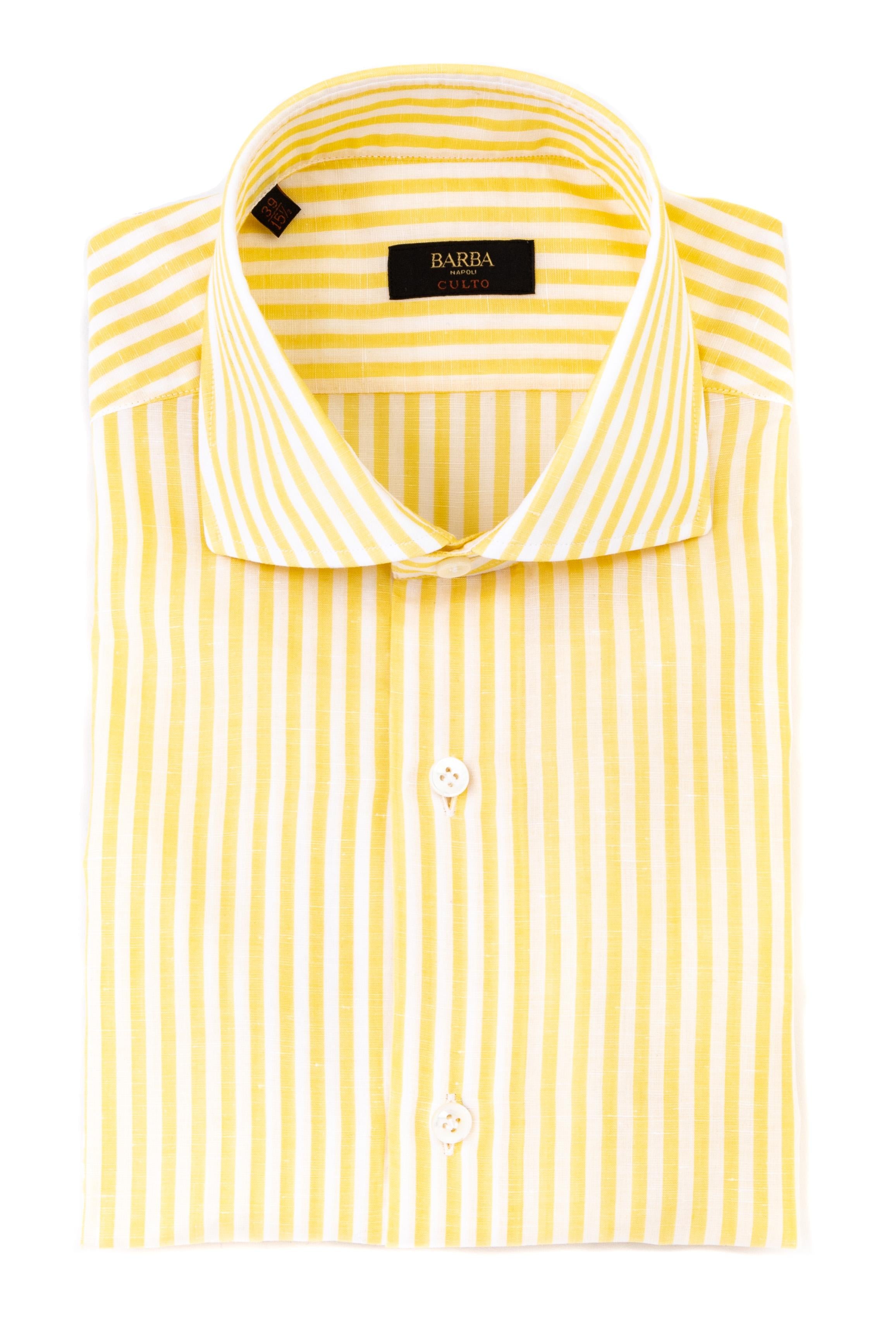 Camicia bacchettata in cotone-lino linea culto K1U13P0134036.U 03 Barba 