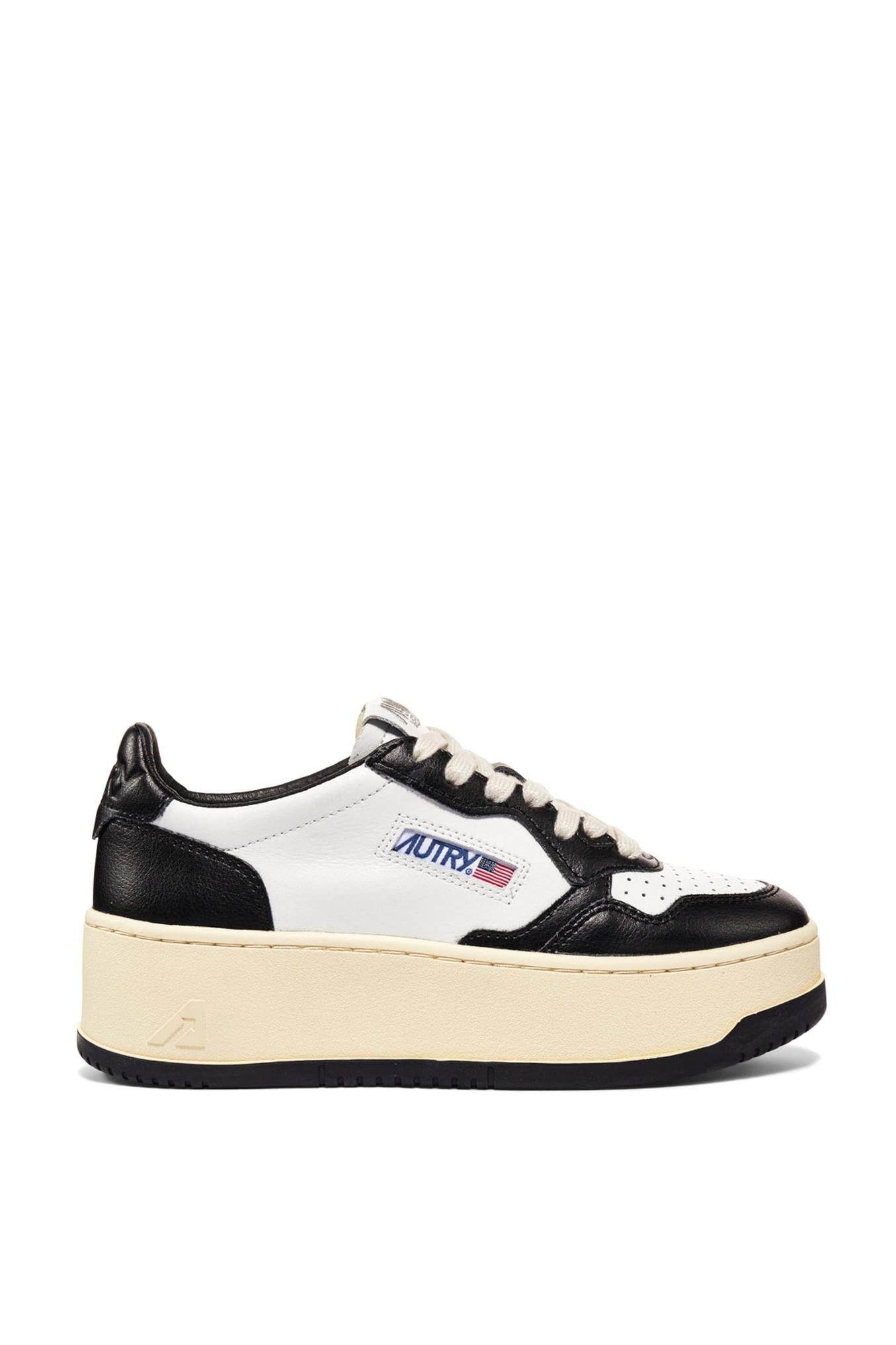 Autry Sneaker donna Medalist Platform in pelle bianca e nera PTLW WB01 WHT/BLK 