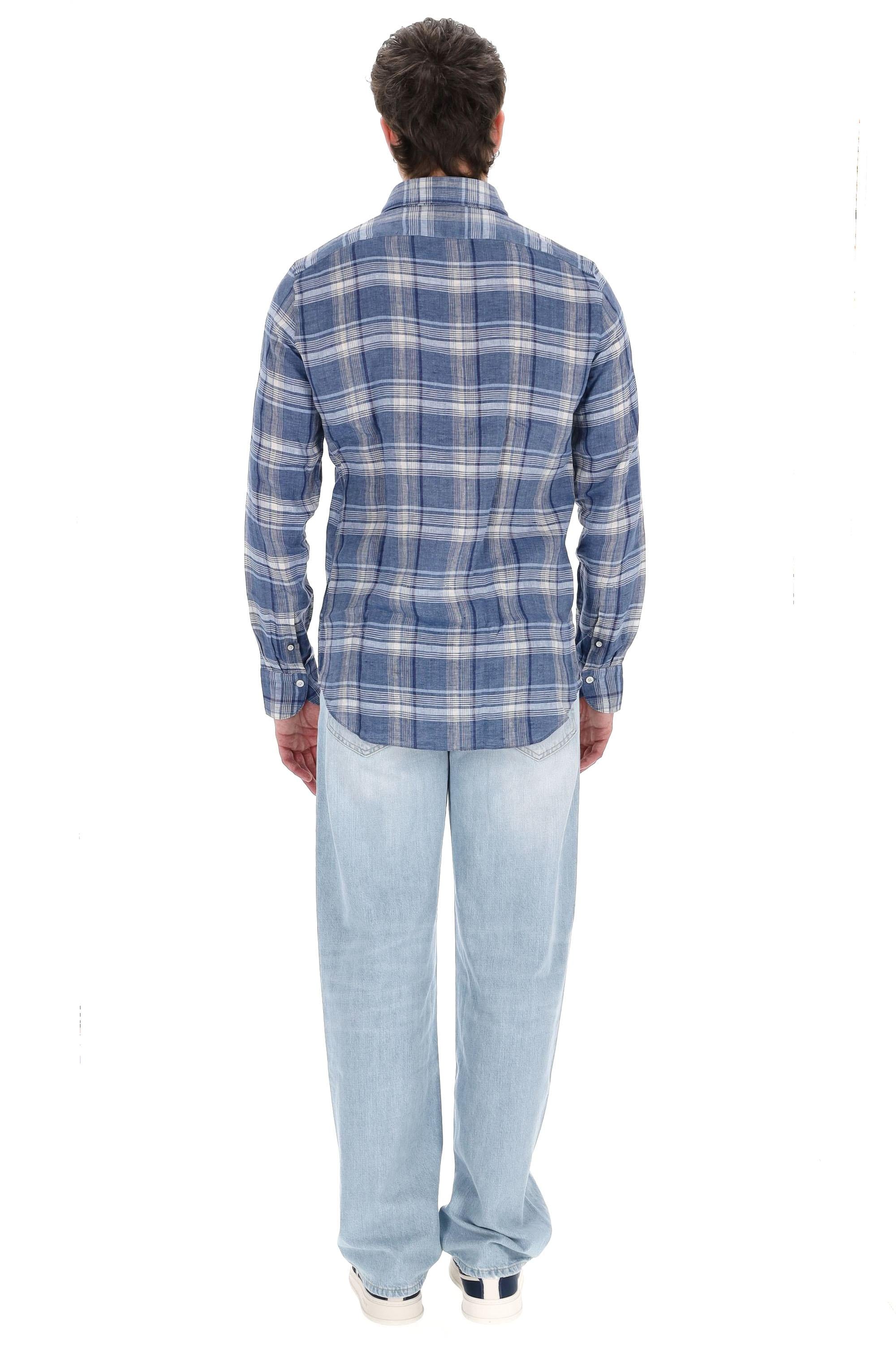 Camicia sartoriale in puro lino madras linea Tokyo TK-LI-Z-046217-P5013 01 Finamore 