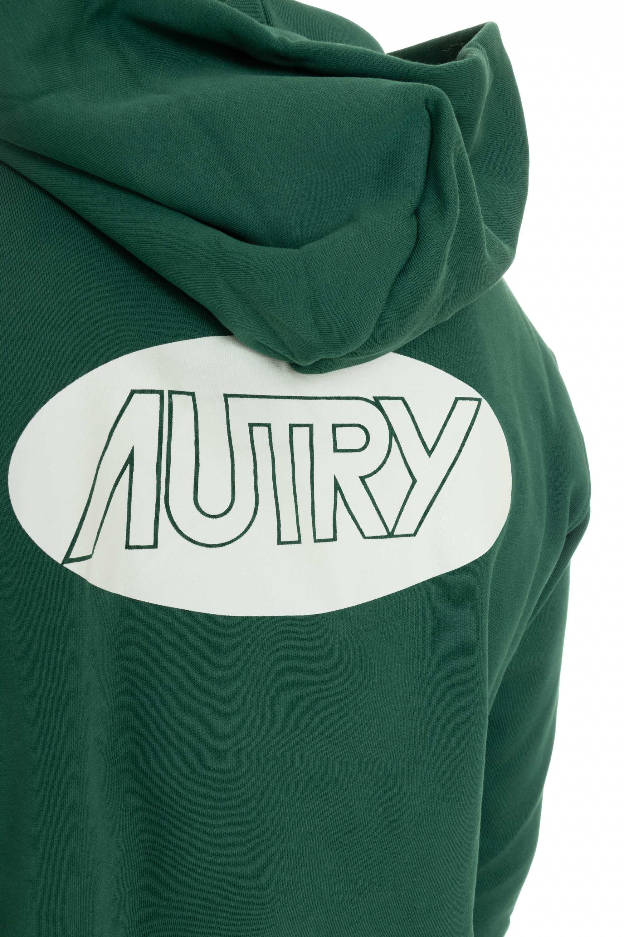 Autry Felpa in cotone con logo e cappuccio HOPM 02JV JERSEY GREEN 