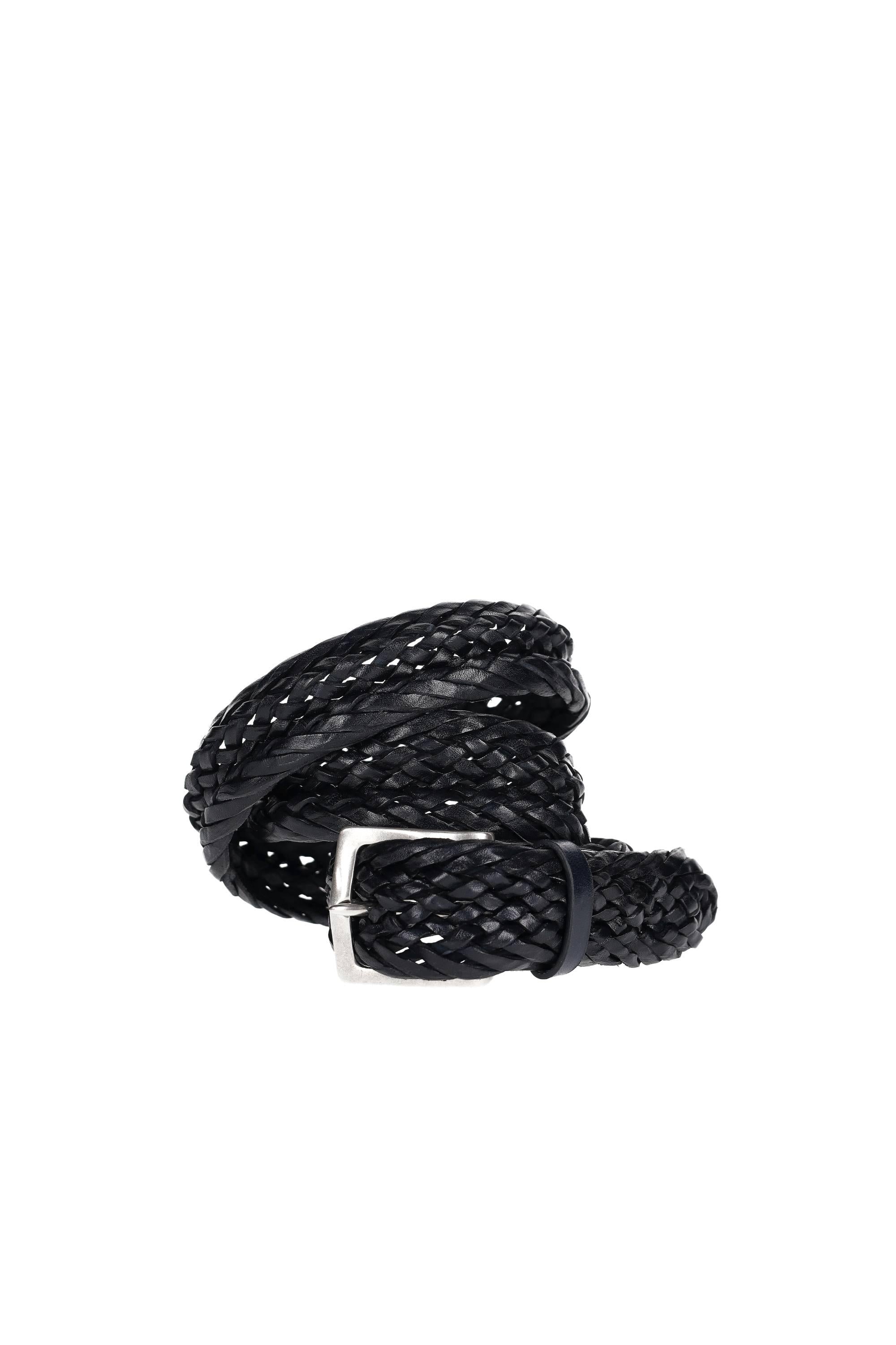 Orciani Cintura in pelle intrecciata tubolare U08259_MAS BLU 
