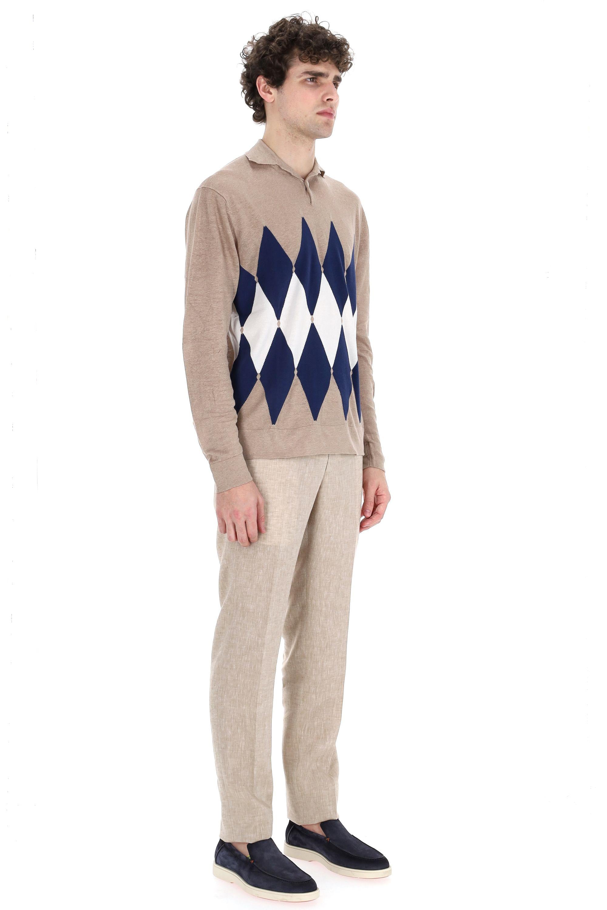 Polo manica lunga in lino-cotone Diamond B2W082 14L20 94141 Ballantyne 
