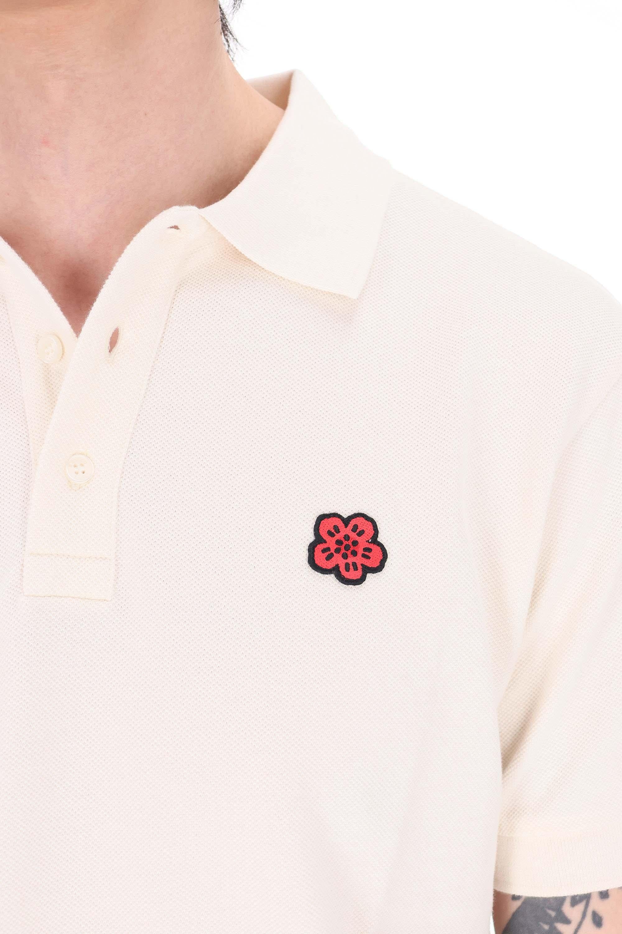 Kenzo Polo in piquet di cotone "boke flower" ricamato FF65PO1534PU 03 