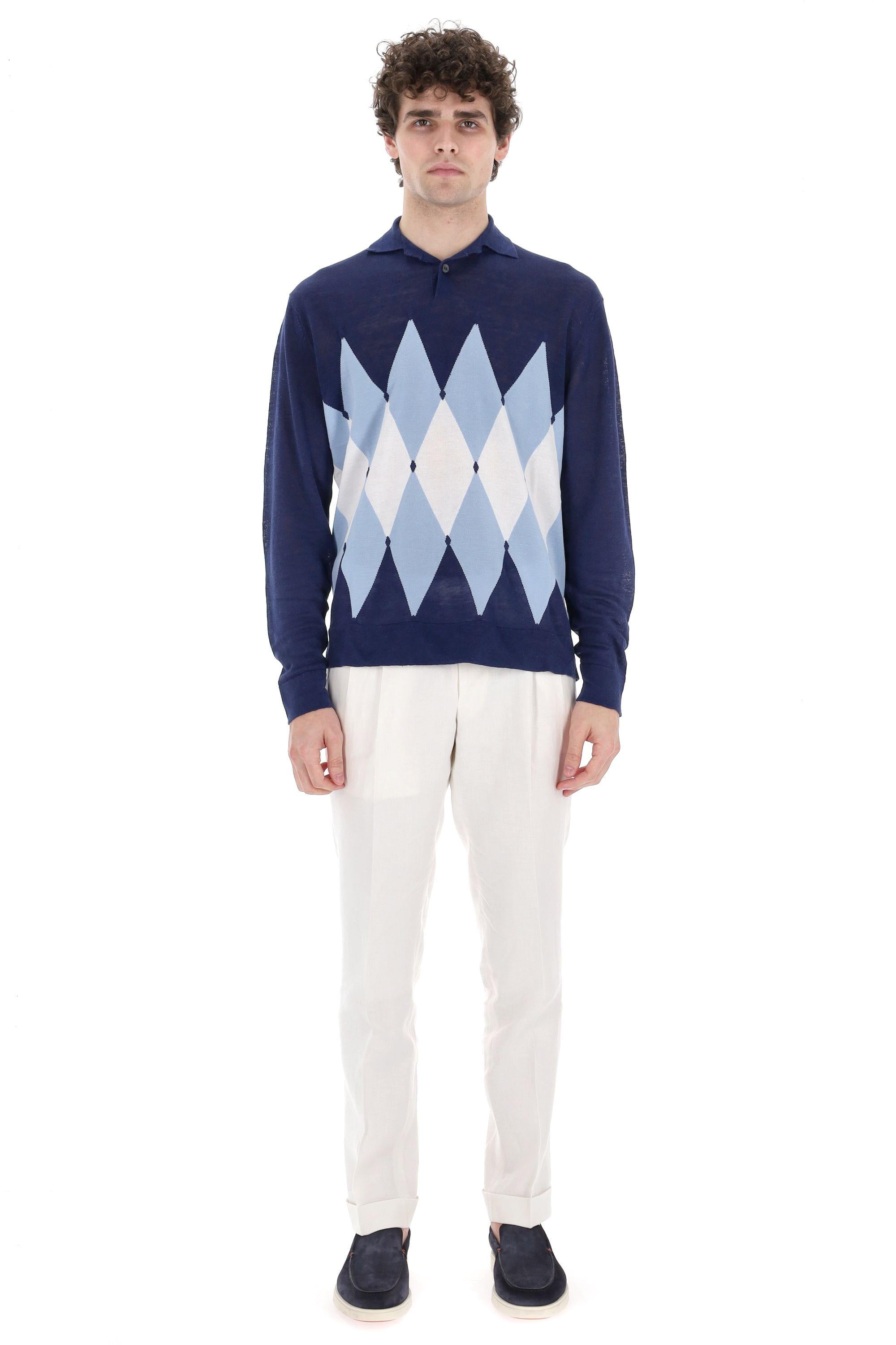Polo manica lunga in lino-cotone Diamond B2W082 14L20-3 93592 Ballantyne 