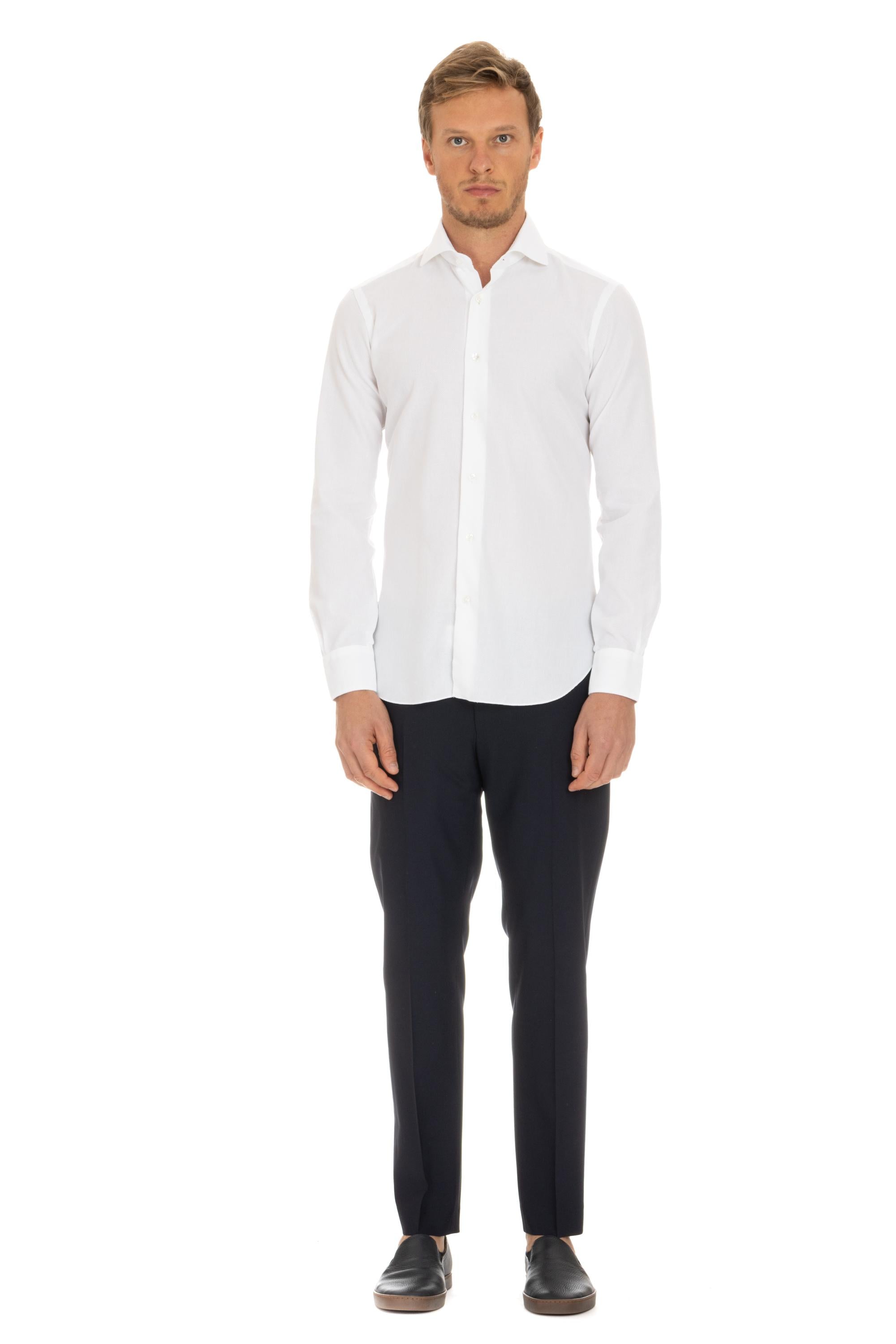 Camicia sartoriale a nido d'ape stretch Etichetta Culto K1U13P0140108.U 0001 Barba 