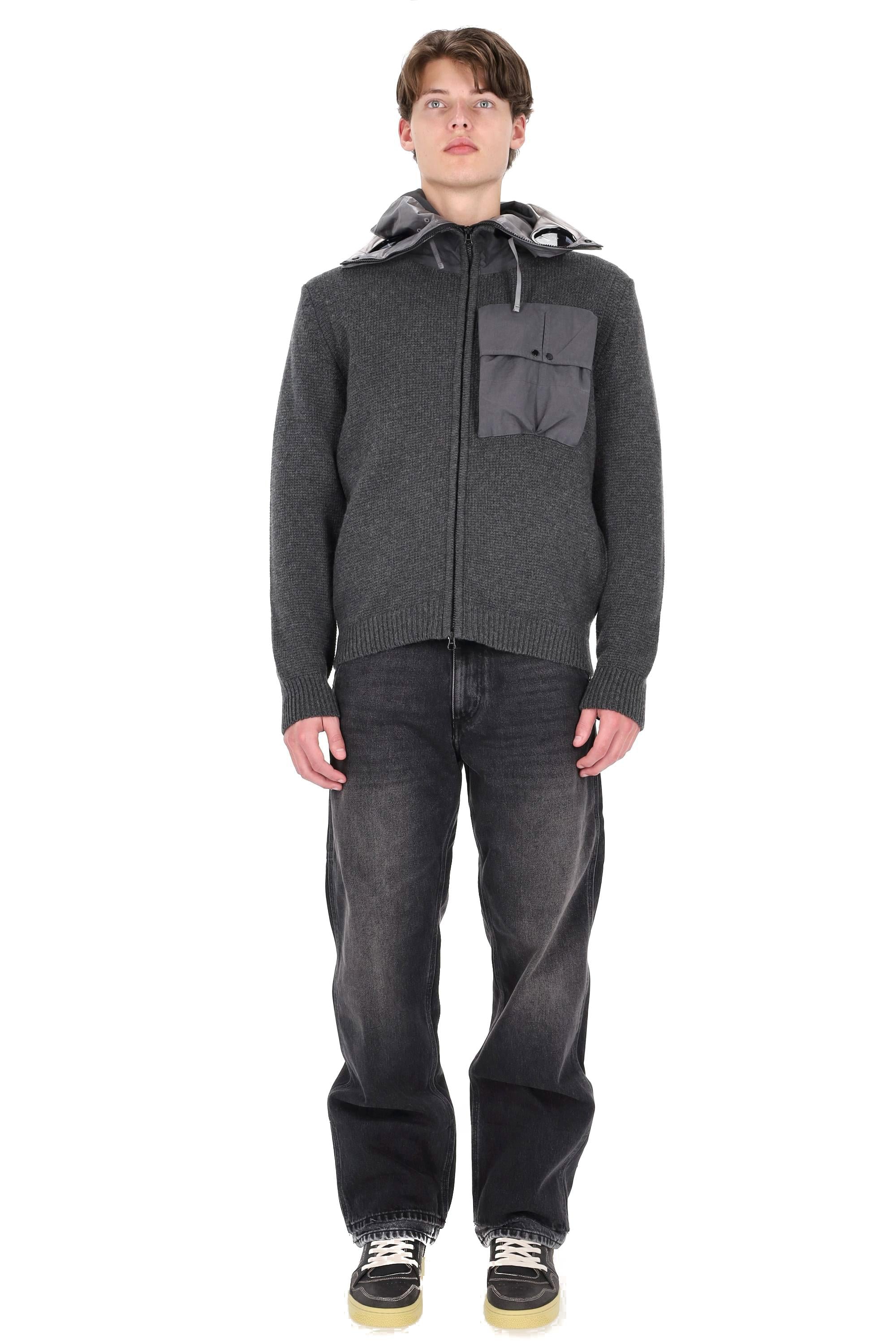 CP Company Maglia full zip con goggle in lana lambswool e nylon MKN245A11-0149M 978 