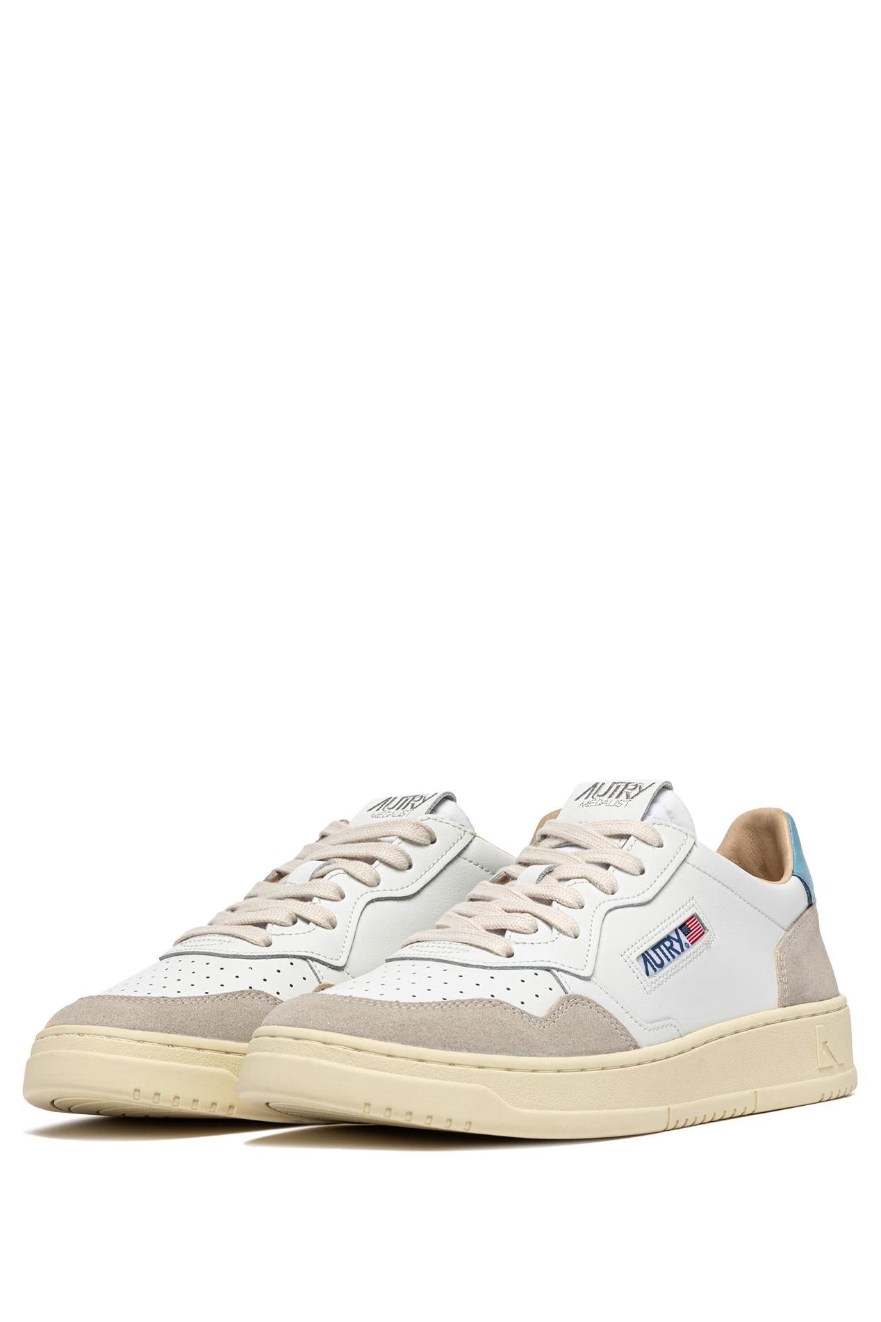 Autry Sneaker Medalist bimateriale con talloncino azzurro AULM LS12 WHT/FORGET 