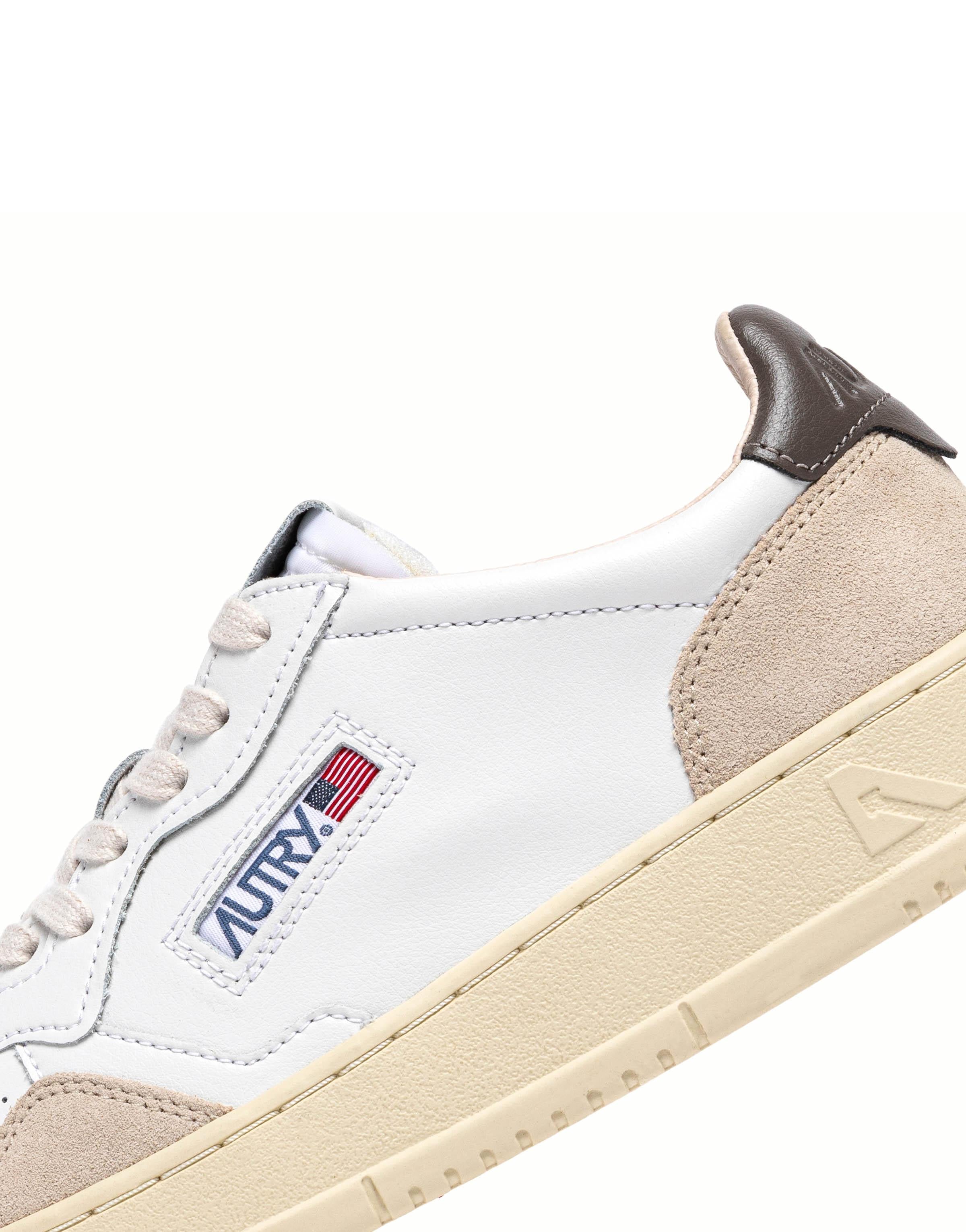 Sneaker bimateriale in pelle e camoscio AULM LS01 WHT/MOREL Autry 