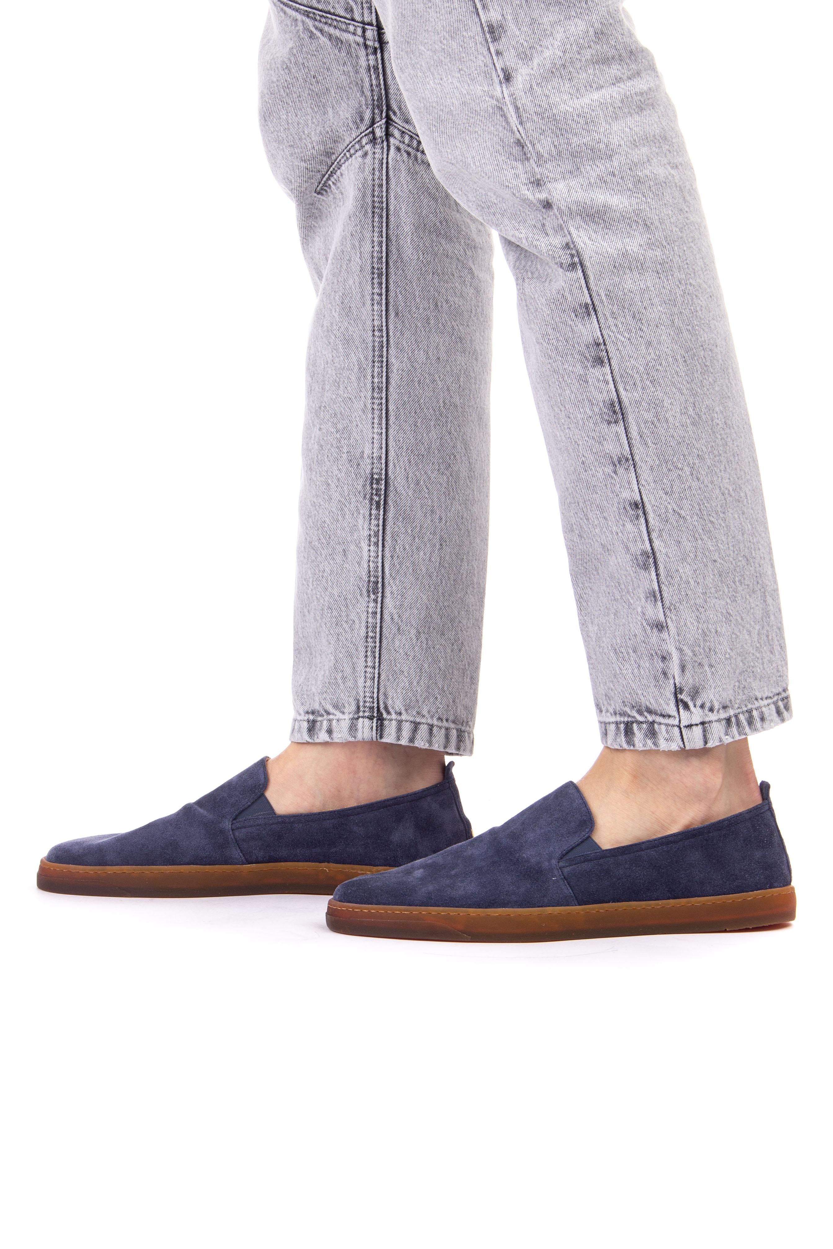 Henderson Slip on pieghevole in camoscio mod. Rodi RODI.2 ZAFFIRO 