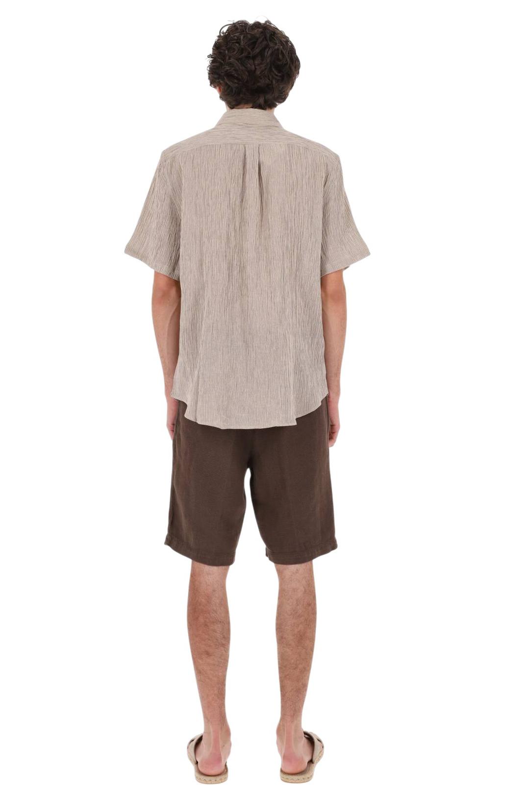 Portuguese Flannel Camicia mezza manica in cotone-lino 001 SAND 