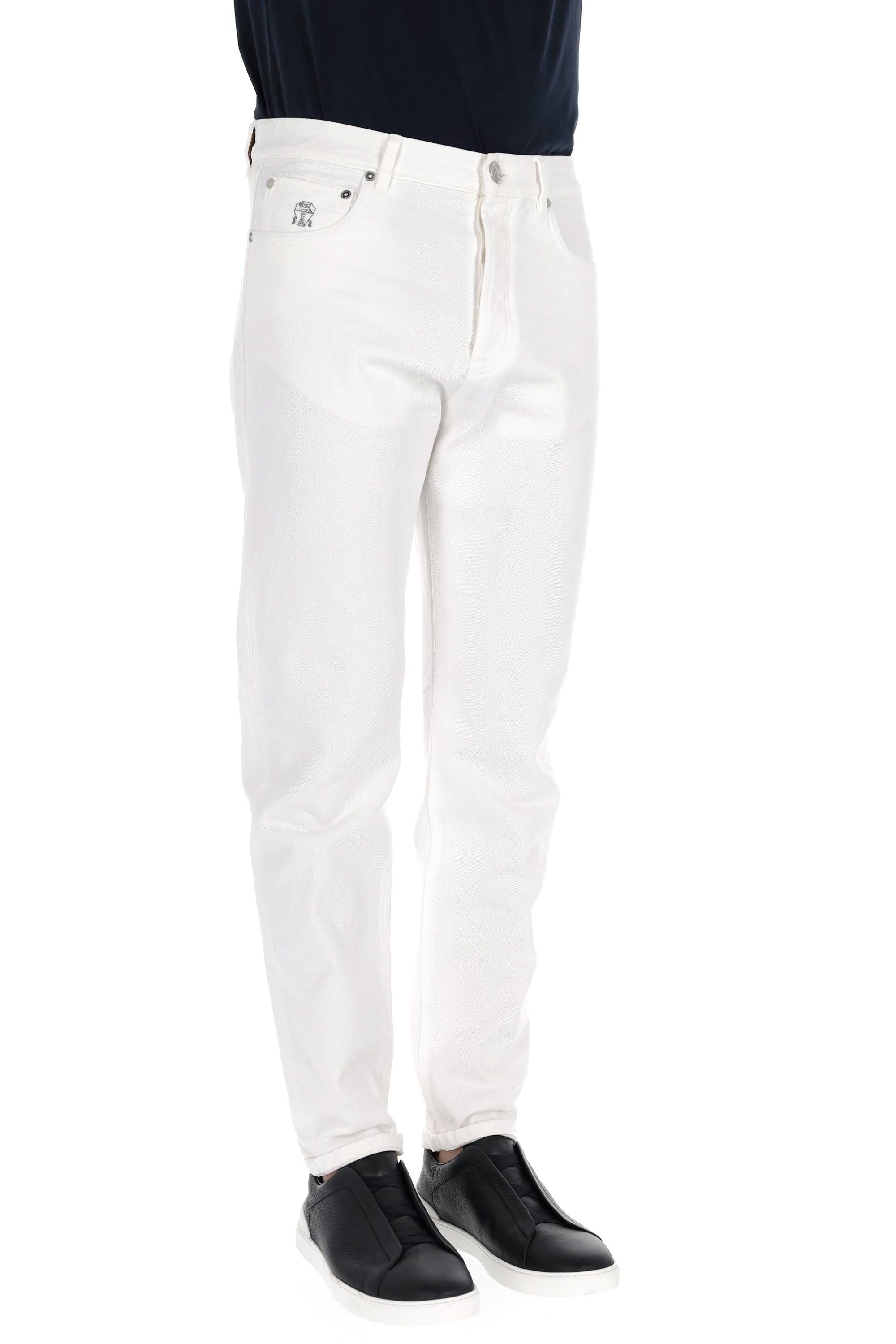 Jeans bianco in bull di cotone M237P01090 C7210 Brunello Cucinelli 