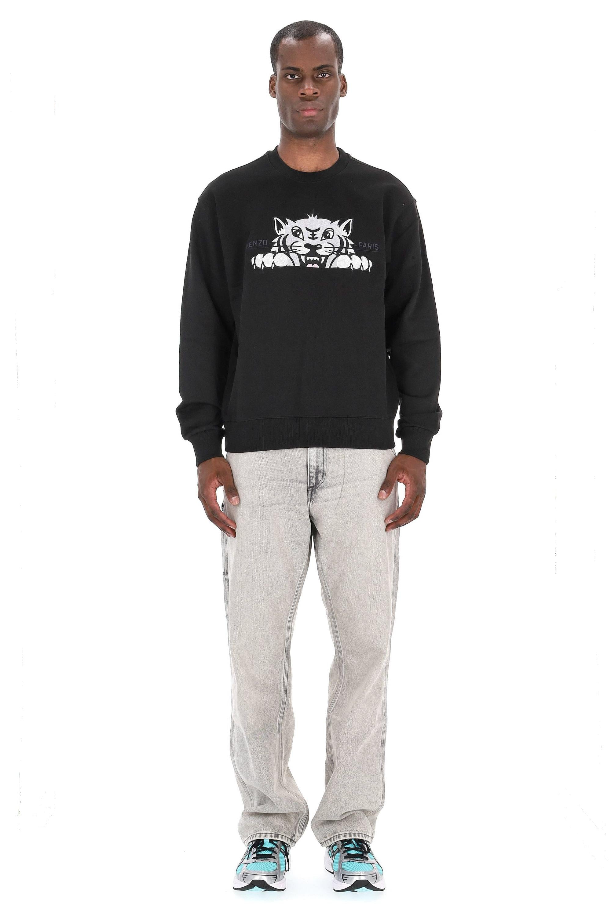 Felpa girocollo in cotone Happy Tiger FF65SW2654MF 99J Kenzo 