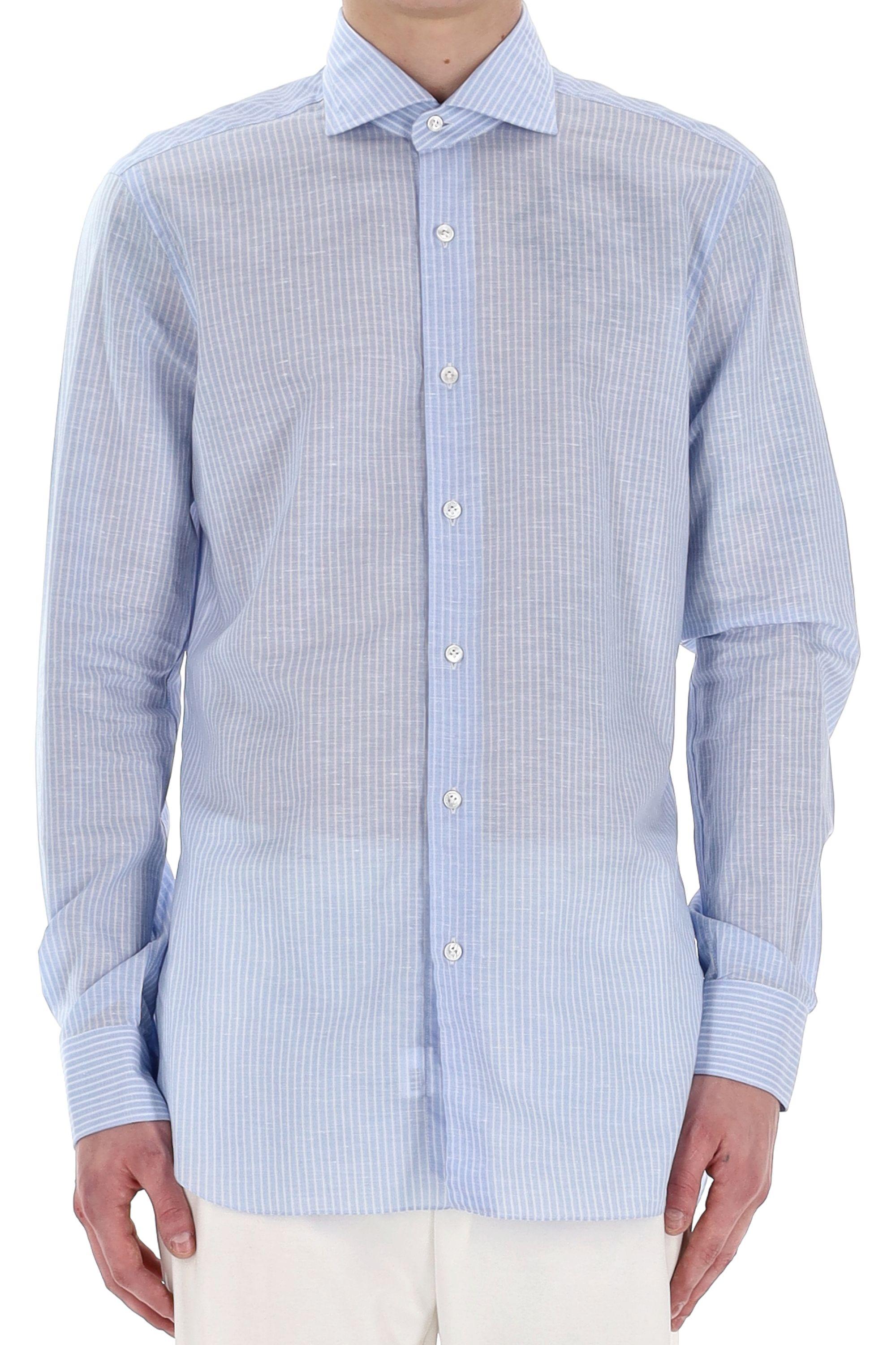 Camicia sartoriale bacchetata in lino-cotone linea Culto K1U13P0147126.U 0001 Barba 