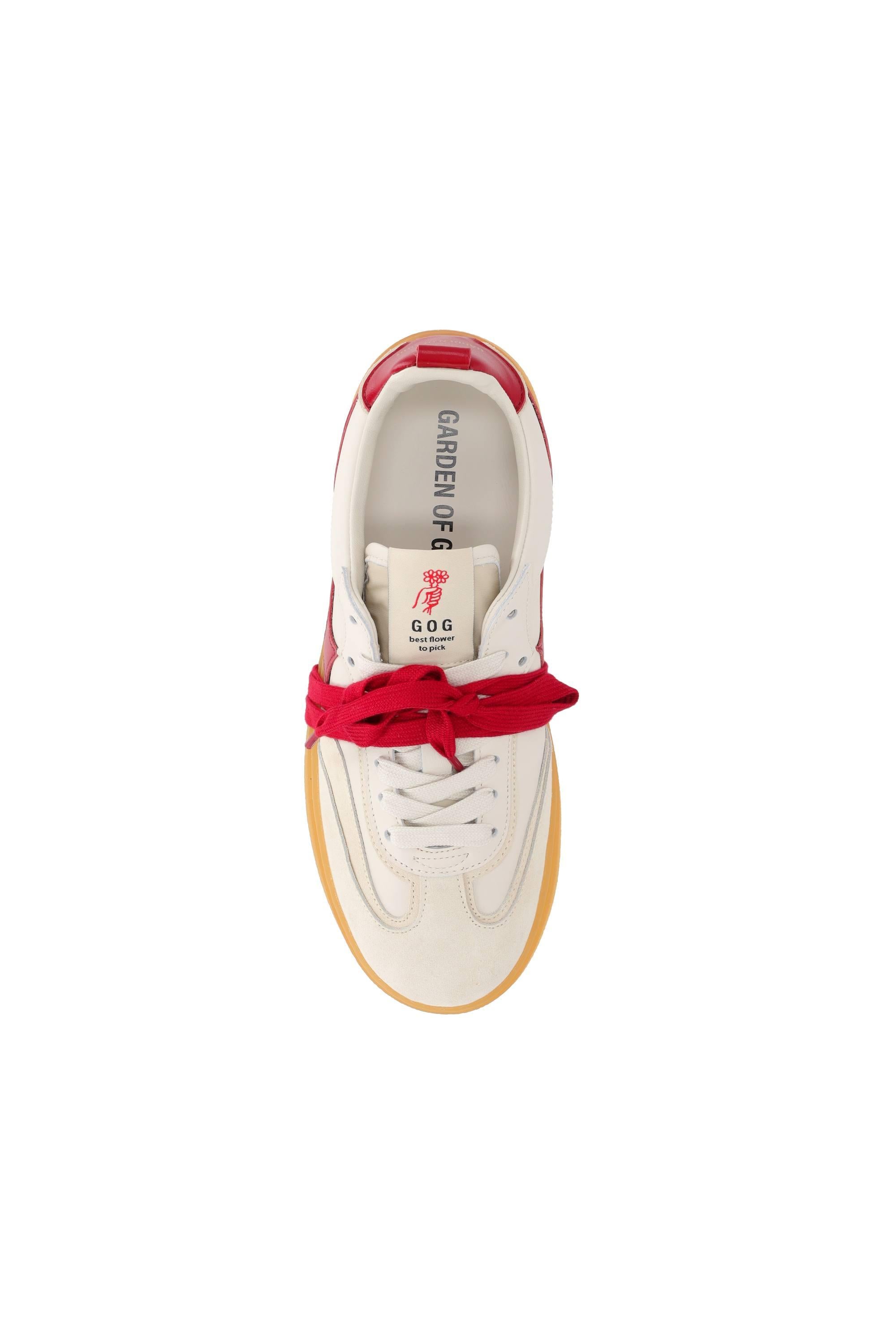 Garden of God Sneaker in pelle e camoscio con dettagli rosso mod. Earth EARTH/2 WHITE/DARK RED 