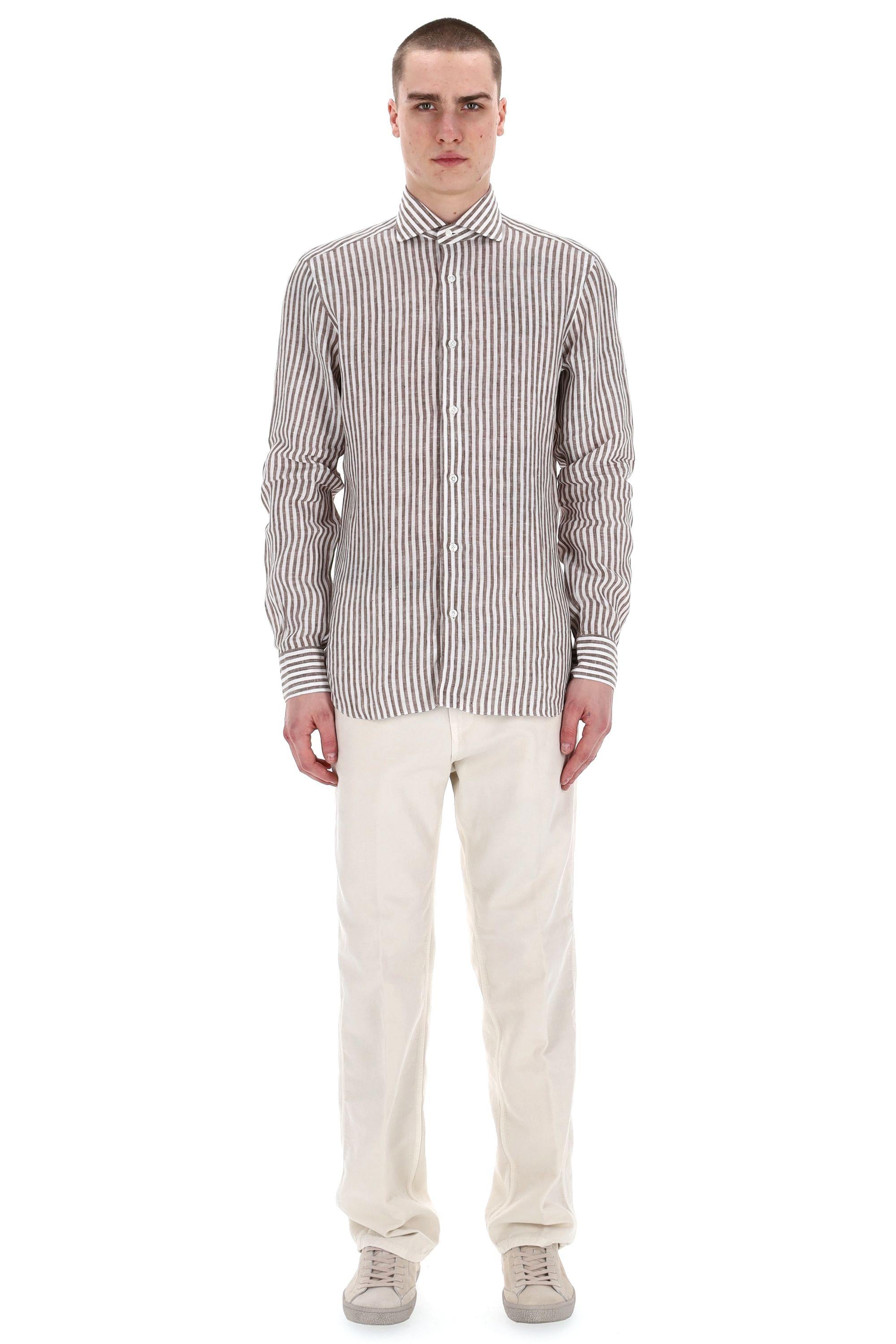 Camicia sartoriale bacchettata in lino linea Dandylife LIU13P0147066.U 0006 Barba 