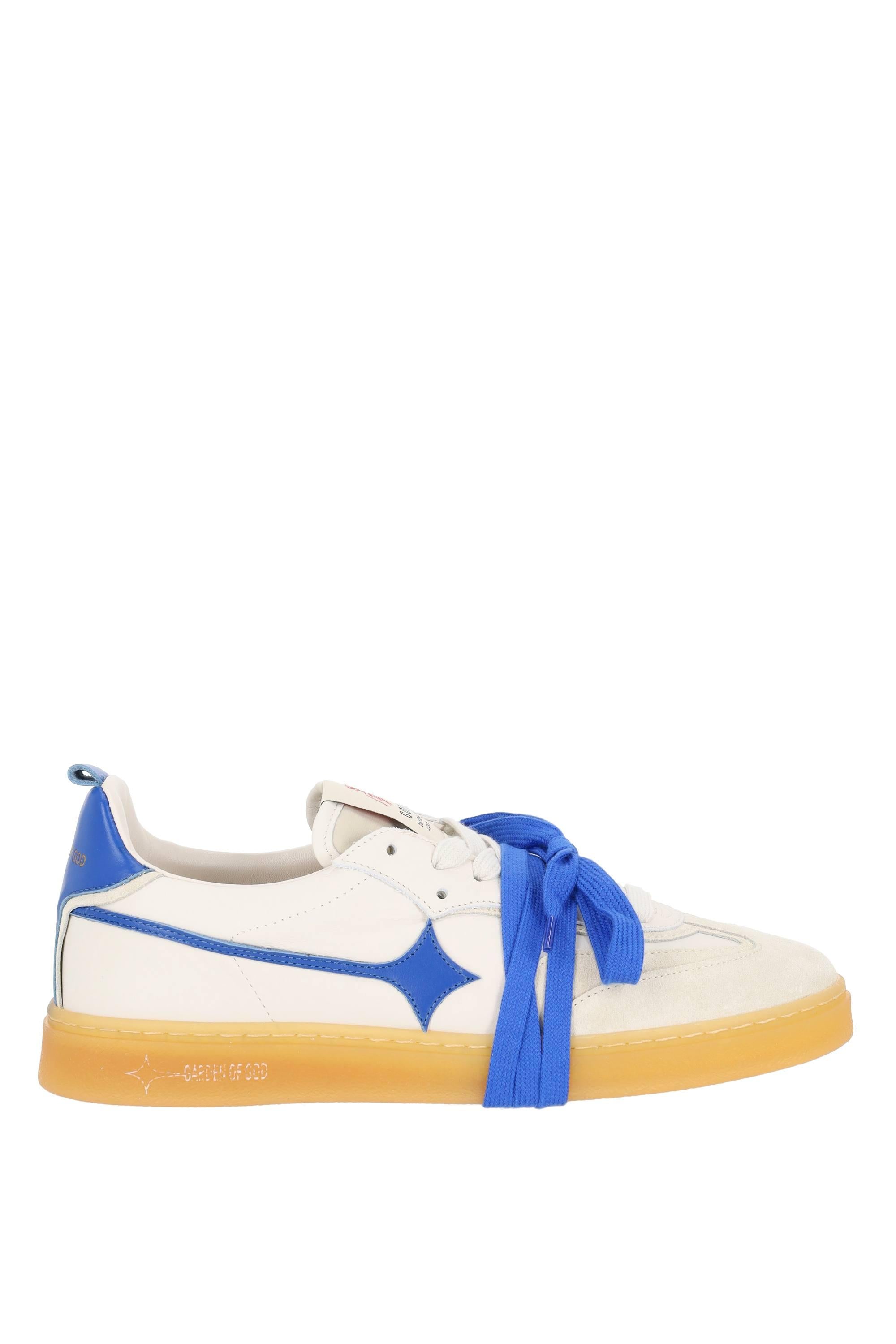 Garden of God Sneaker in pelle e camoscio con dettagli blu china mod. Earth EARTH/3 OFFWHITE/COBALTO 