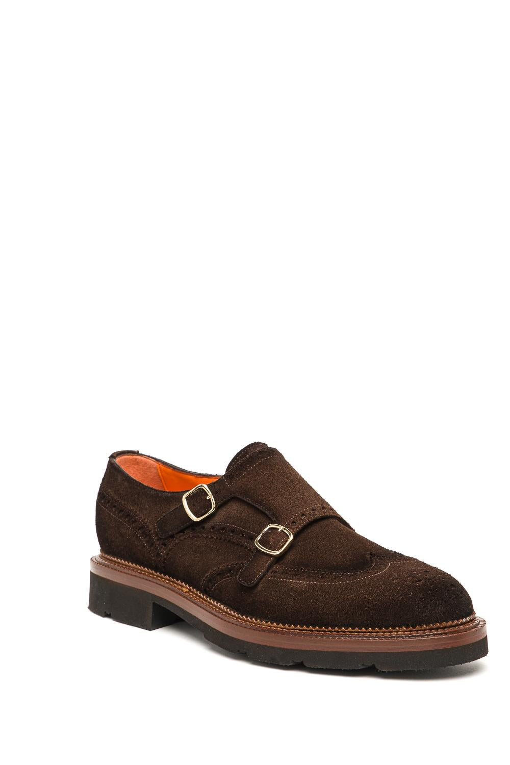 Santoni Scarpa doppia fibbia in camoscio MCC019160JL4GRVR T50 