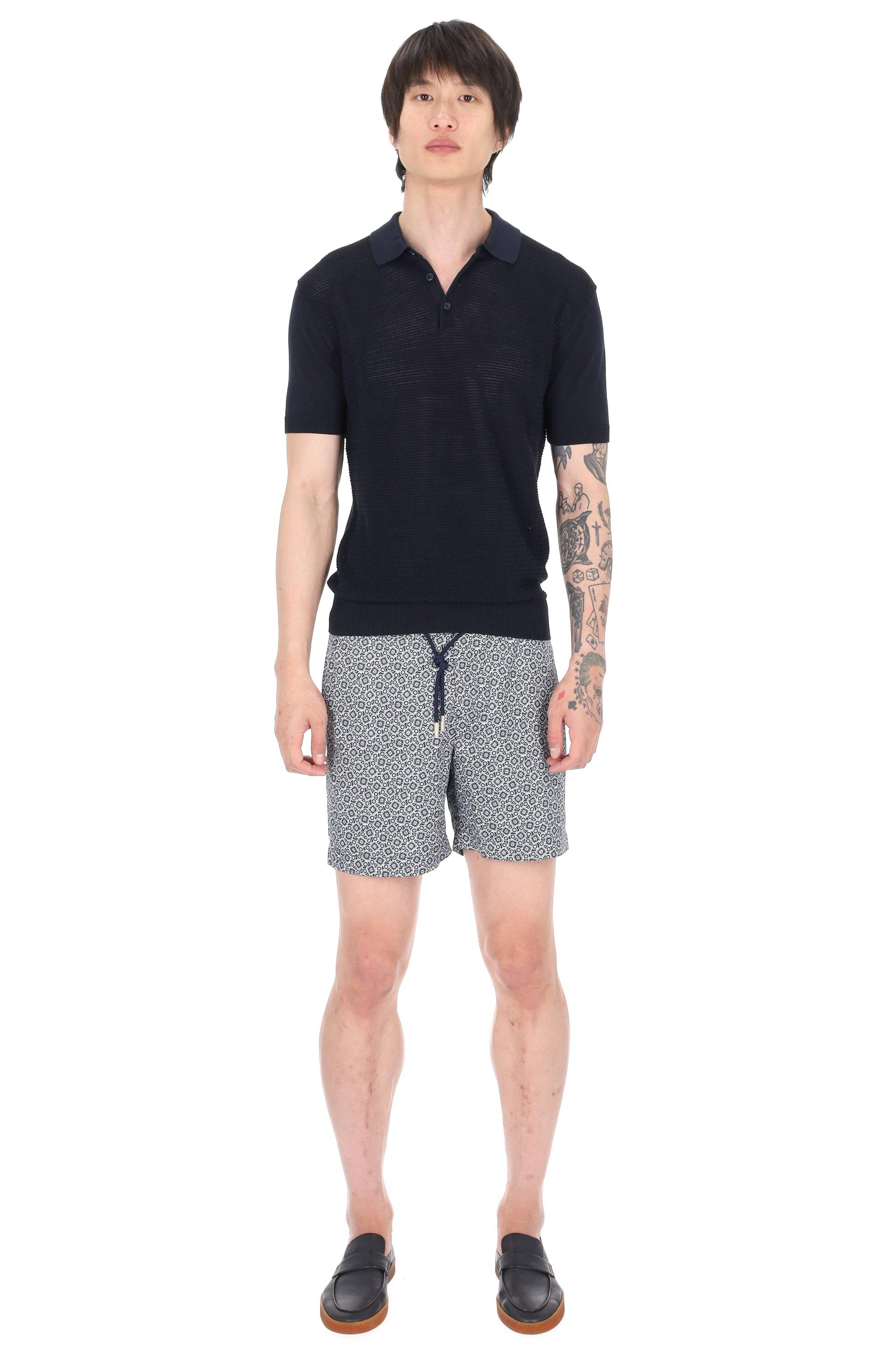 Orlebar Brown Polo tie stitch in cotone-seta mod. Burnham 281852 NIGHT IRIS 