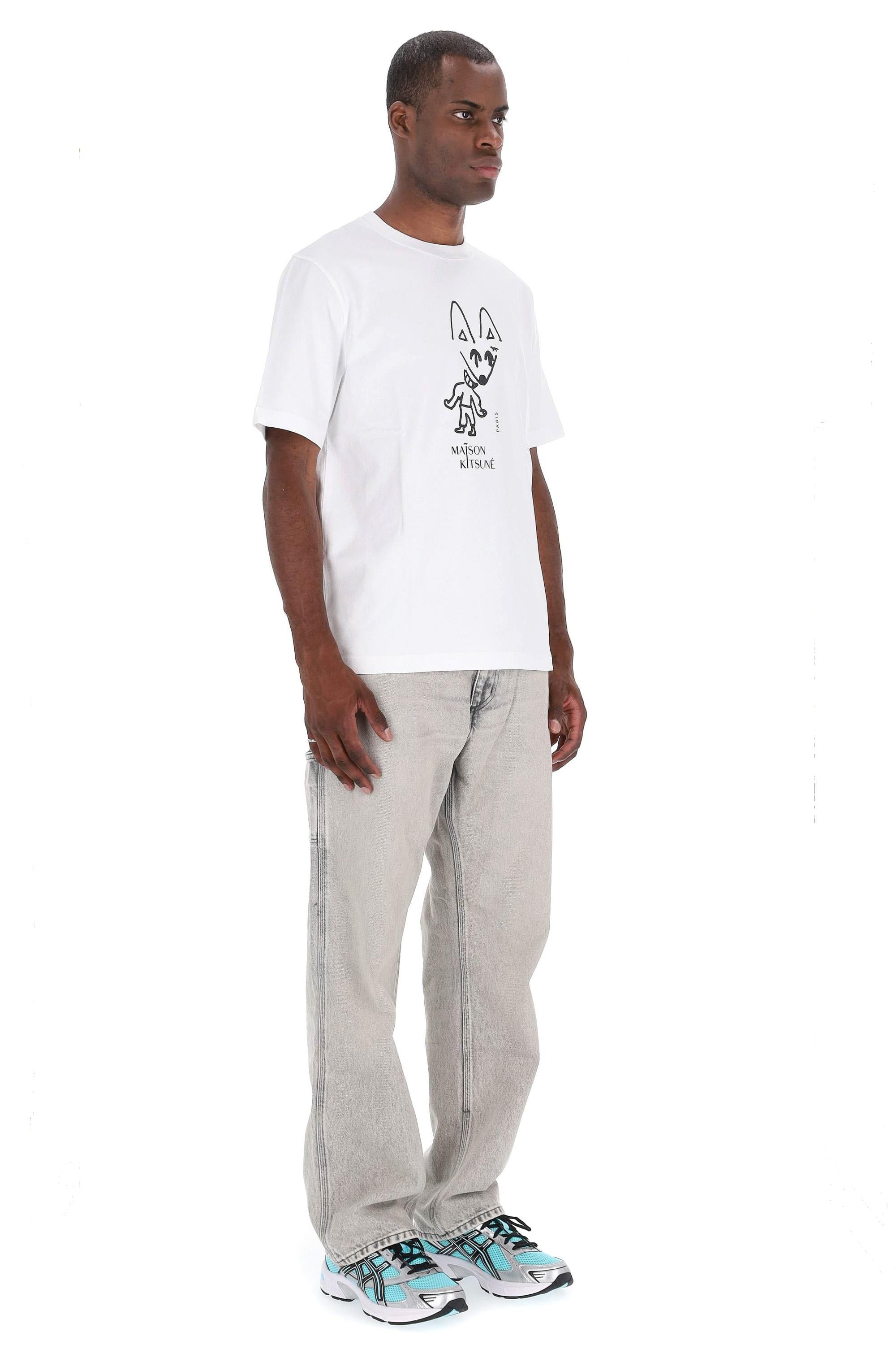 T-shirt in cotone con logo PM00116KJ7025 P100 Maison Kitsuné 