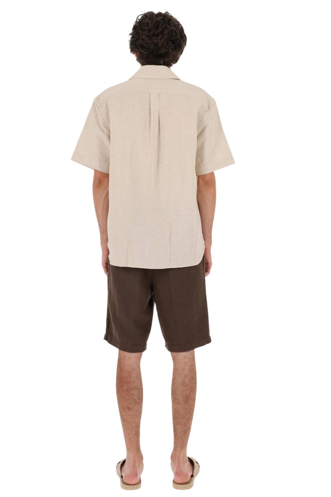 Eleventy Camicia in viscosa-lino-cotone collo bowling M75CAMM04 TES0M134 00 