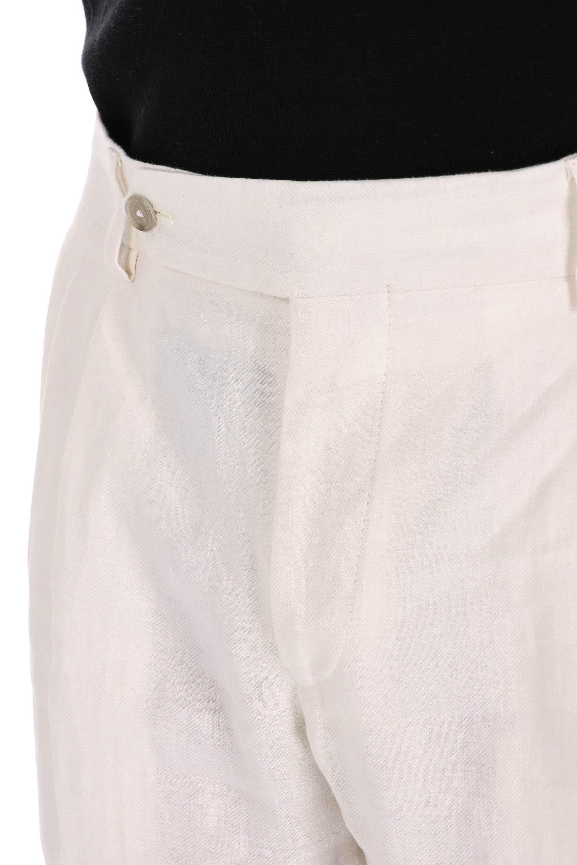 Barba Pantalone in cotone-lino mod. Firenze 48029 PANNA 
