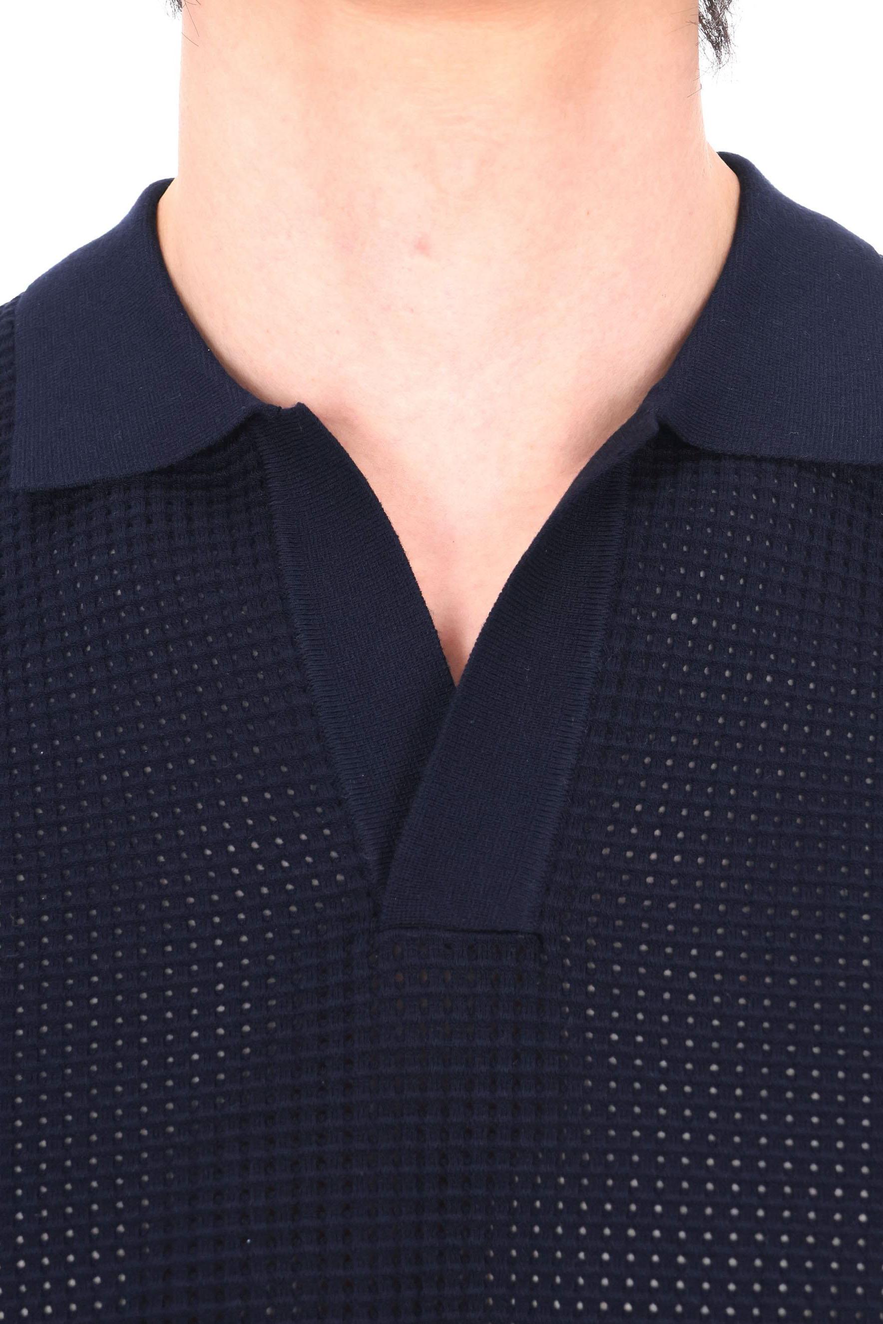 Orlebar Brown Polo tie stitch open collar mod. Roddy 277989 NIGHT IRIS 