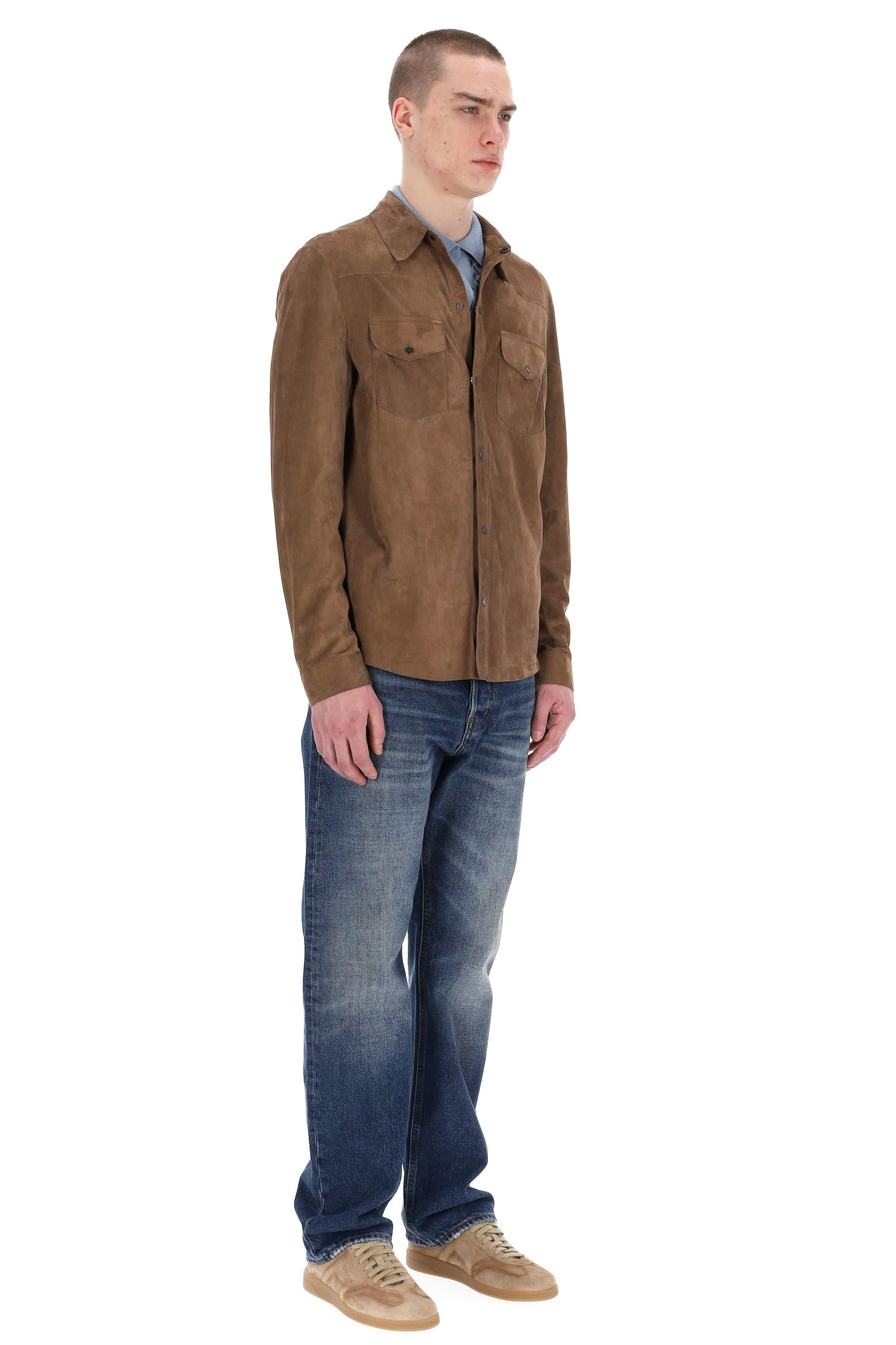 Salvatore Santoro Overshirt superlight in camoscio 48571-U COOKIE 