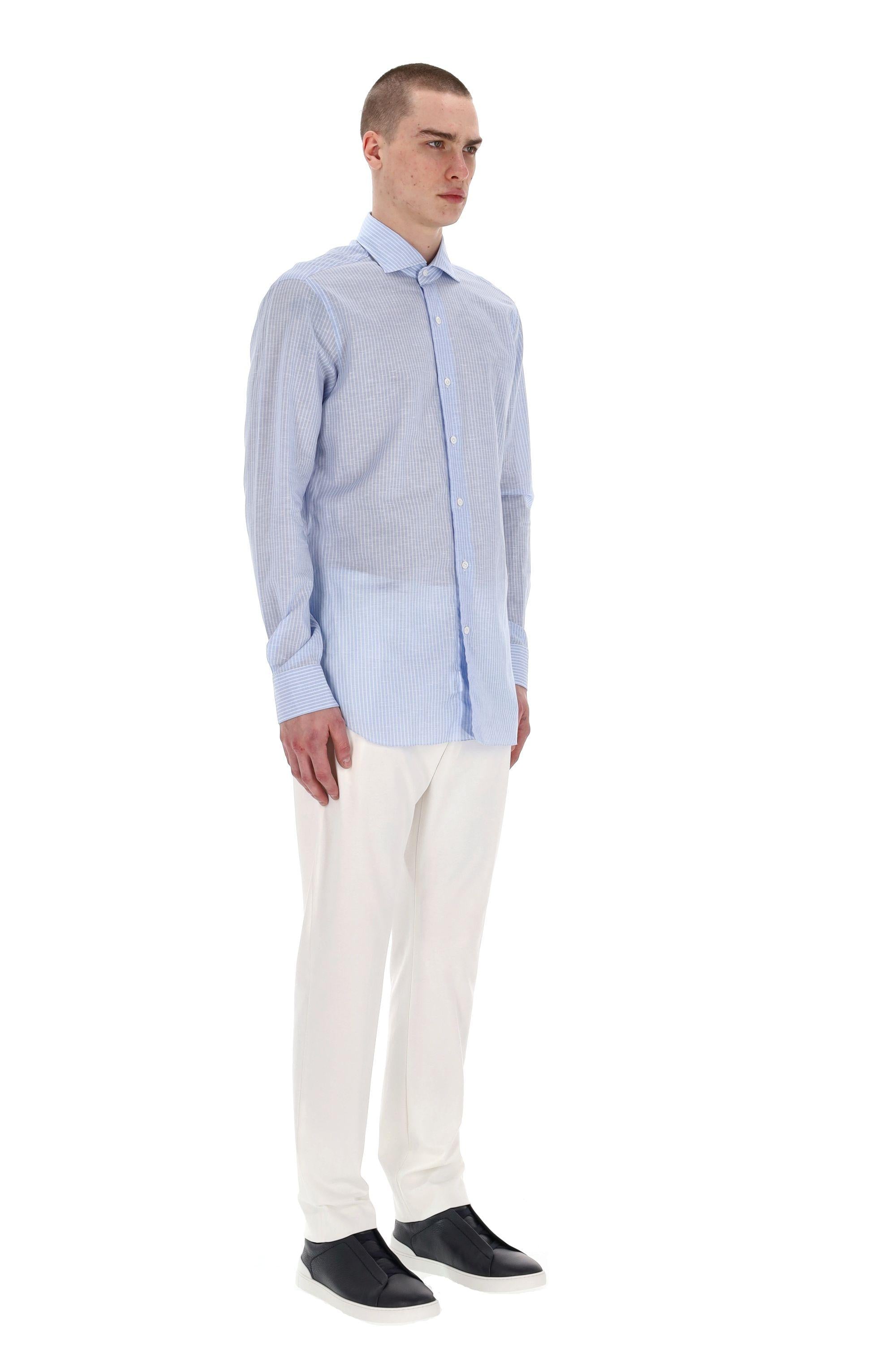 Camicia sartoriale bacchetata in lino-cotone linea Culto K1U13P0147126.U 0001 Barba 