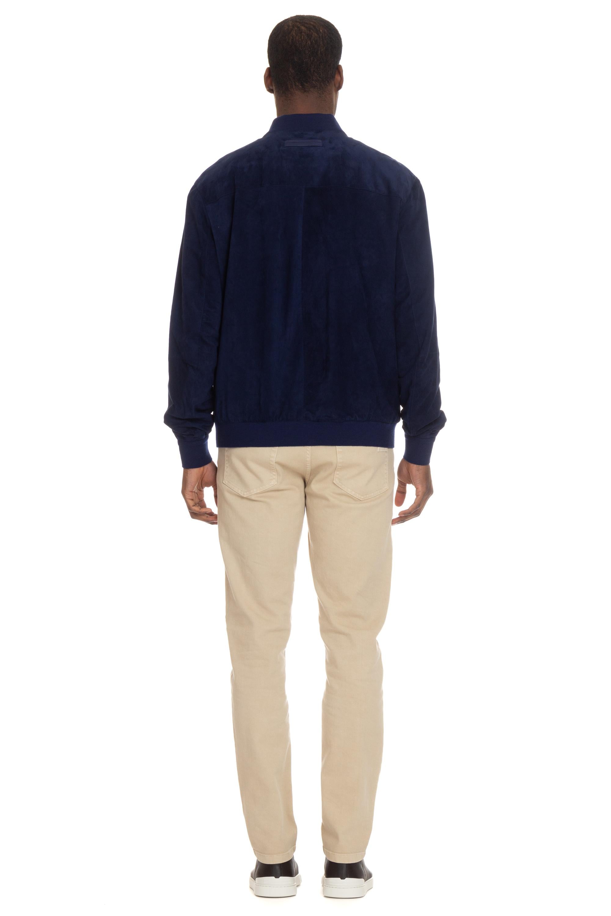 Zegna Bomber in camoscio collo baseball UDPVMA7-D169 B07 