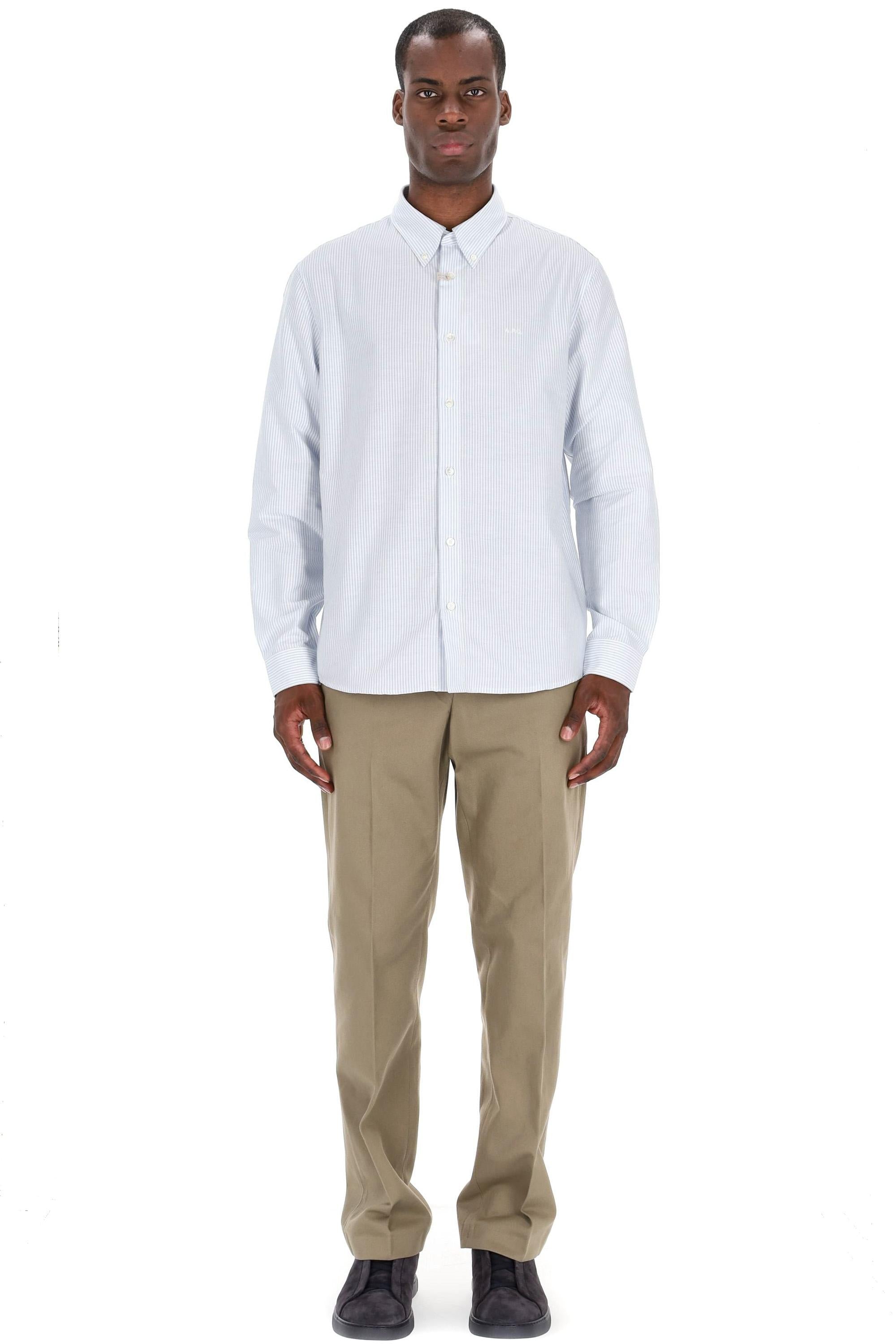 A.P.C. Camicia bacchettata in piquet di cotone Standard fit COGUH H12499 BLEU 
