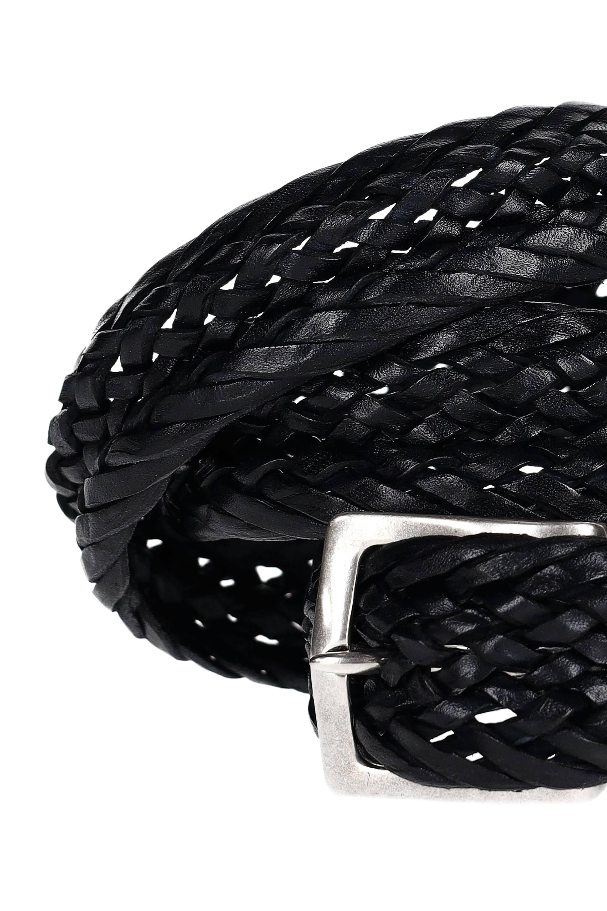 Orciani Cintura in pelle intrecciata tubolare U08259_MAS BLU 