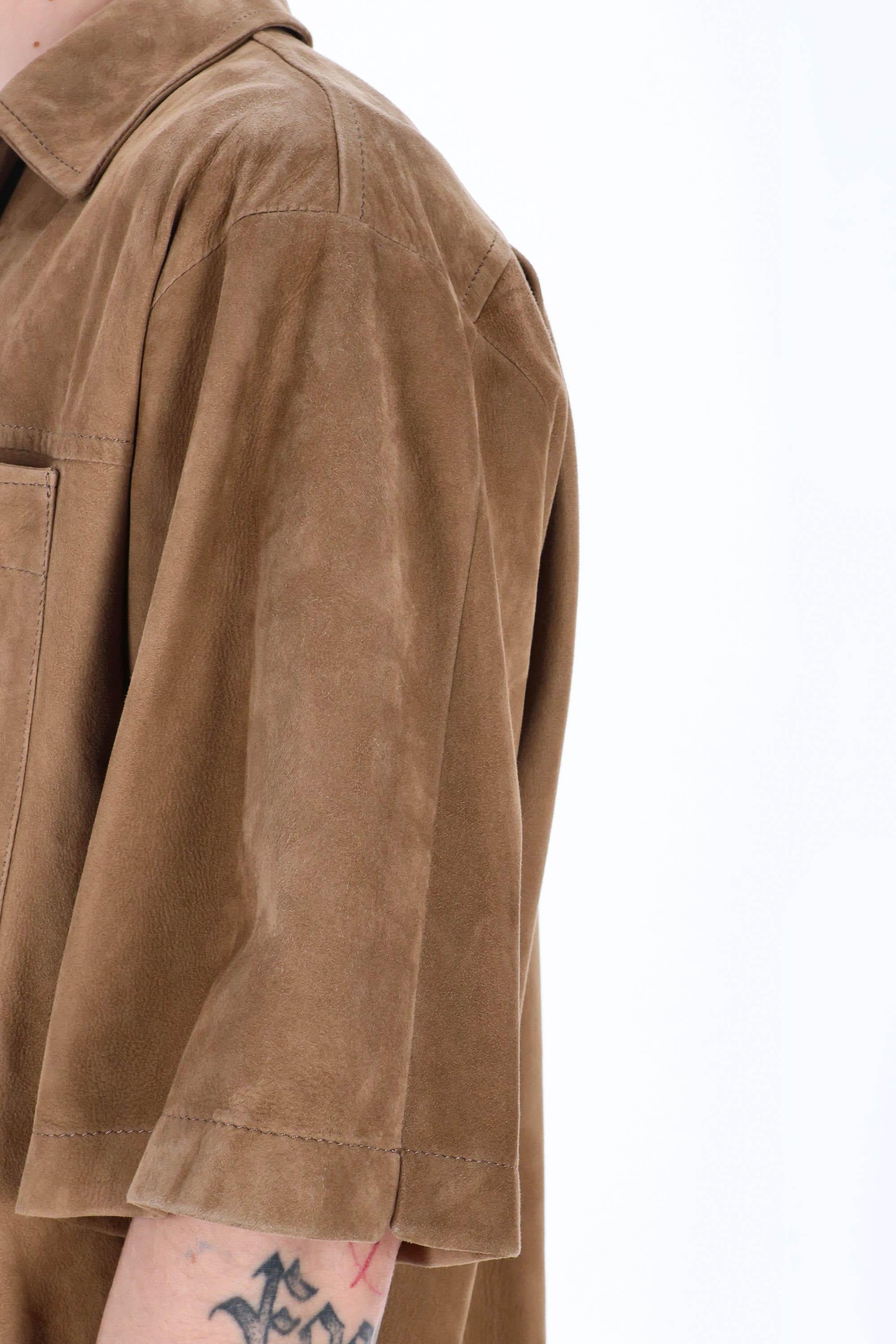 Salvatore Santoro Overshirt mezza manica in camoscio over fit 42547-U BEIGE 