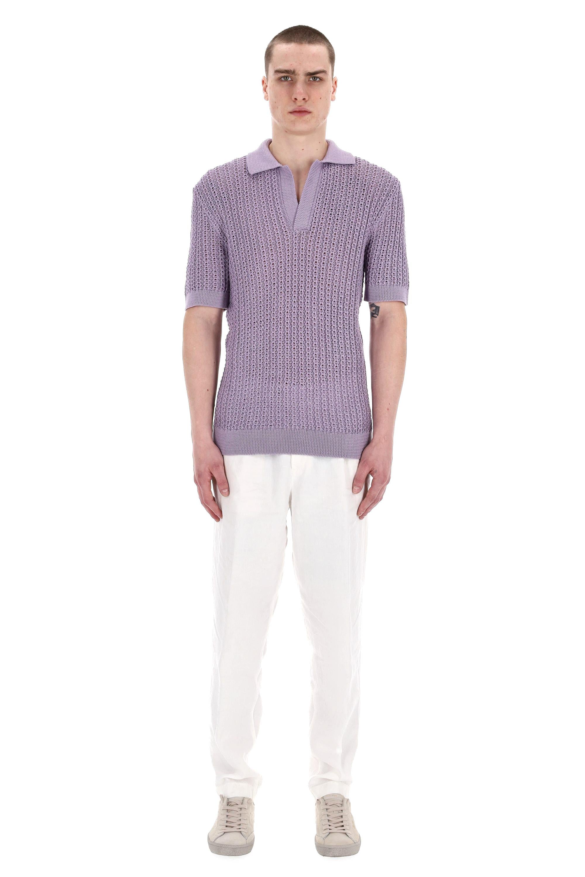 Polo tramata in cotone open collar ASCHER-PWE25-02 LILLA Tagliatore 