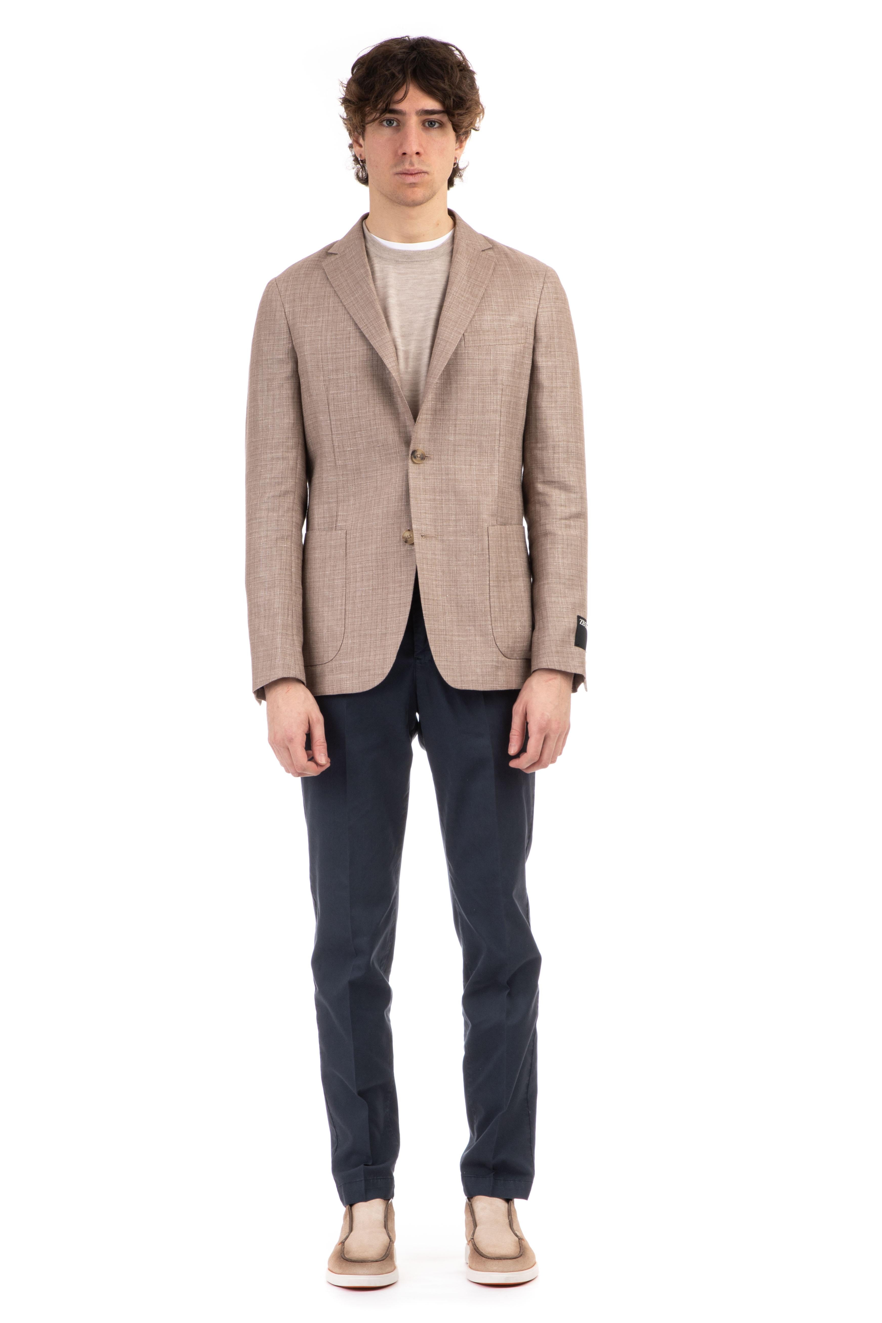 Giacca tramata in lino-lana 549711A5 1DNMG0 BEIGE Zegna 