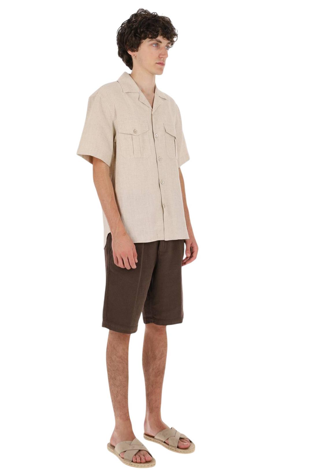 Eleventy Camicia in viscosa-lino-cotone collo bowling M75CAMM04 TES0M134 00 