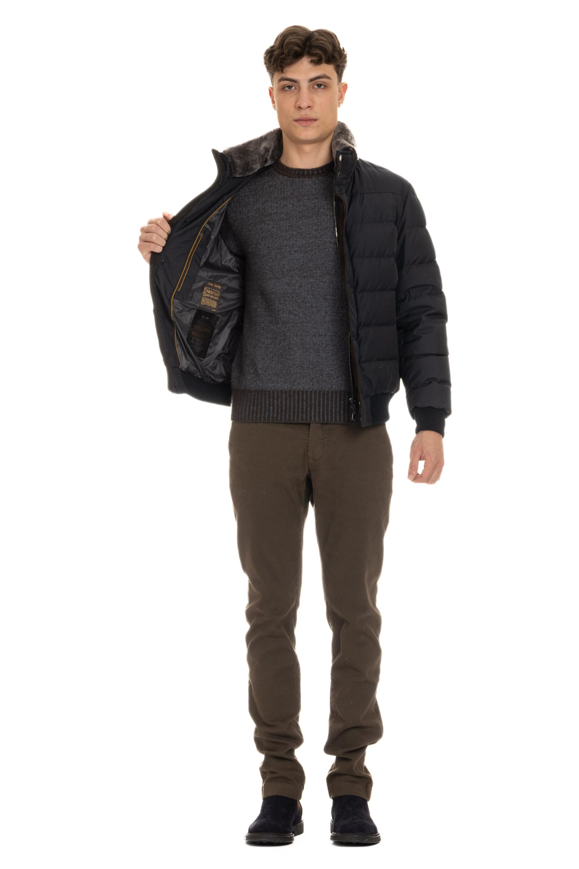 Moorer Piumino bomber con collo in castoro mod. Audenio-GF AUDENIO-GF/2 DARK BLU 