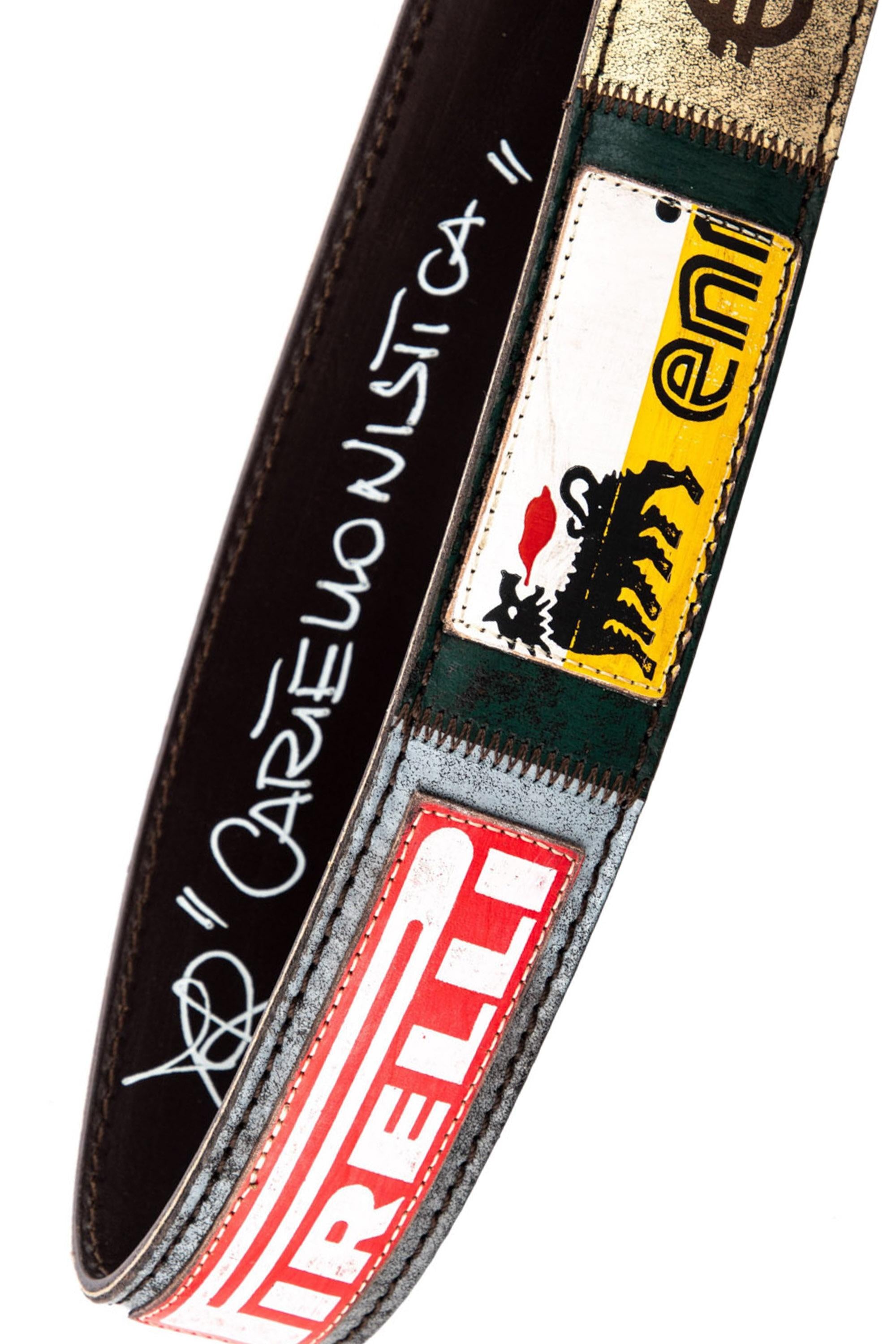 Artigianato Italiano Cintura artigianale in pelle "Cartellonistica" CARTELLONISTICA MLTCLR 