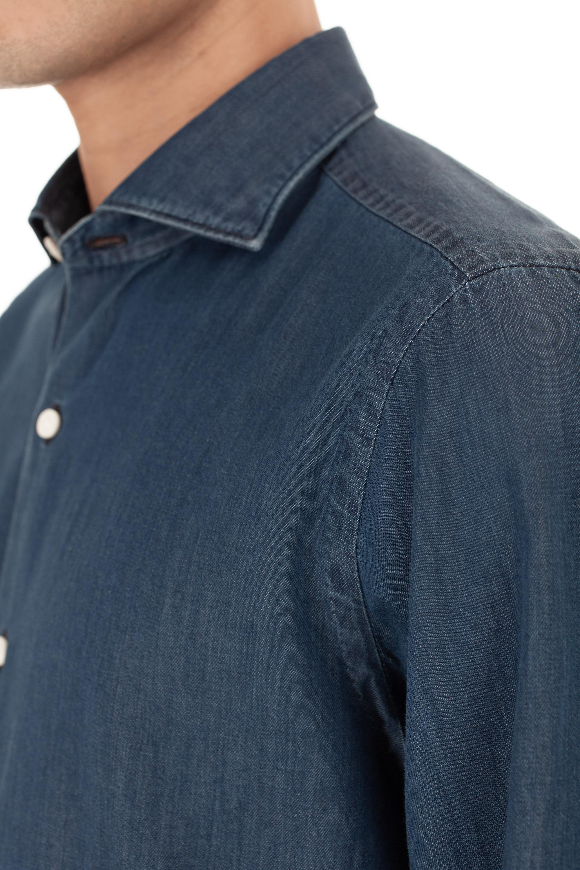 Finamore Camicia sartoriale in twill denim linea milano ML-ZNPS-Z 045880 C0512D 11 