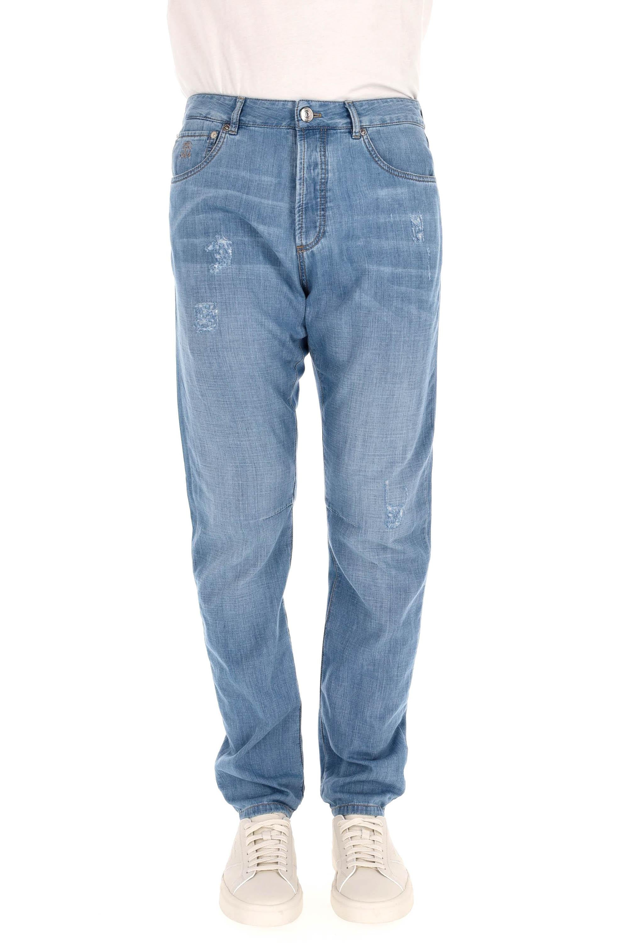 Jeans in puro cotone superlight con rotture ME645X2340 C1470 Brunello Cucinelli 