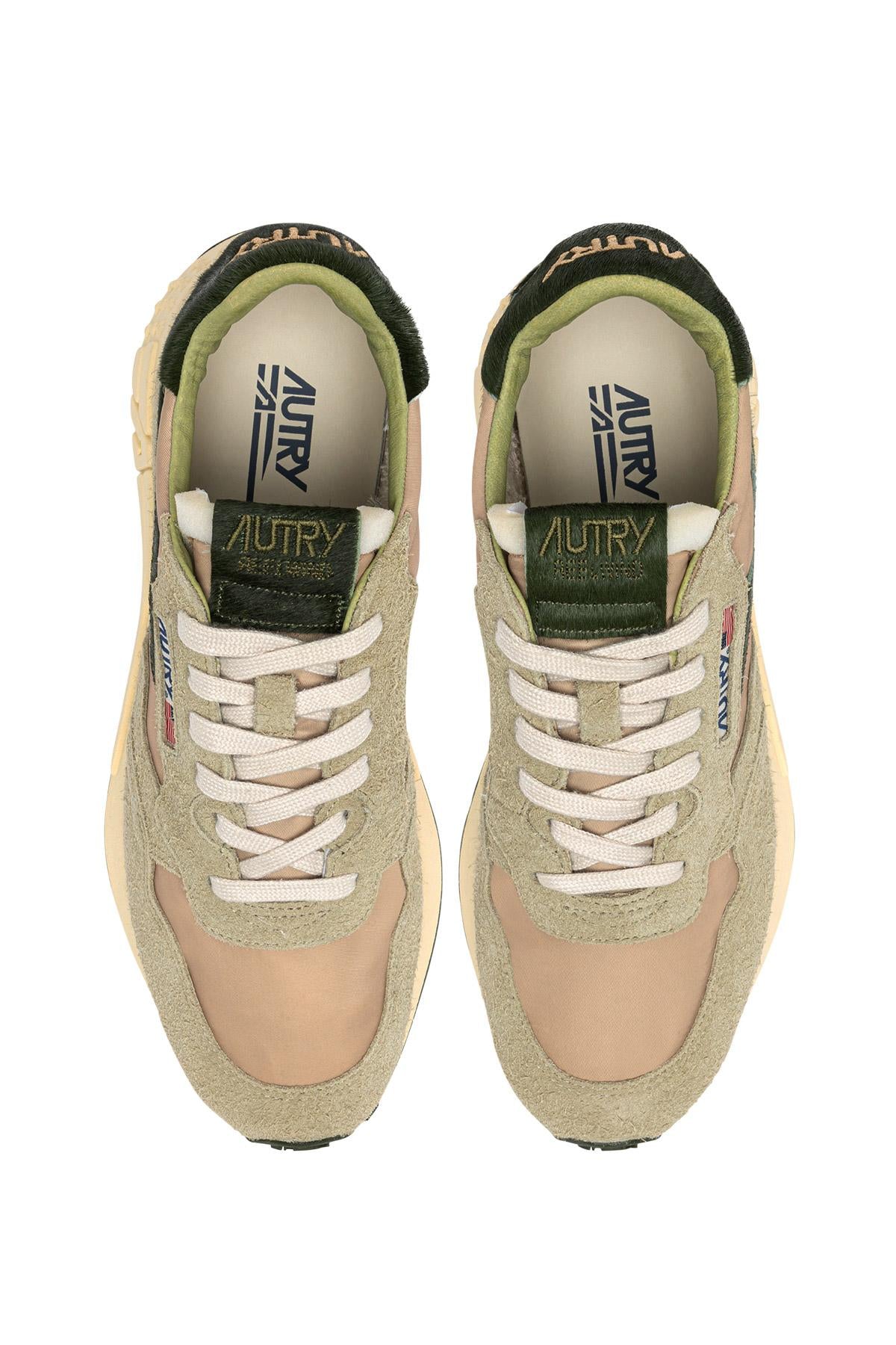 Autry Running Rellwind in camoscio e nylon talloncino in cavallino verde WWLM UP05 SPONGE/GRN 
